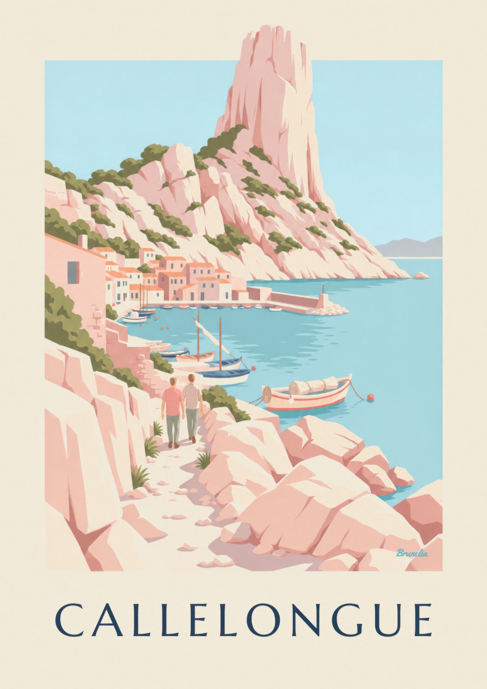 Affiche Callelongue, petit port des calanques: dettaglio in primo piano