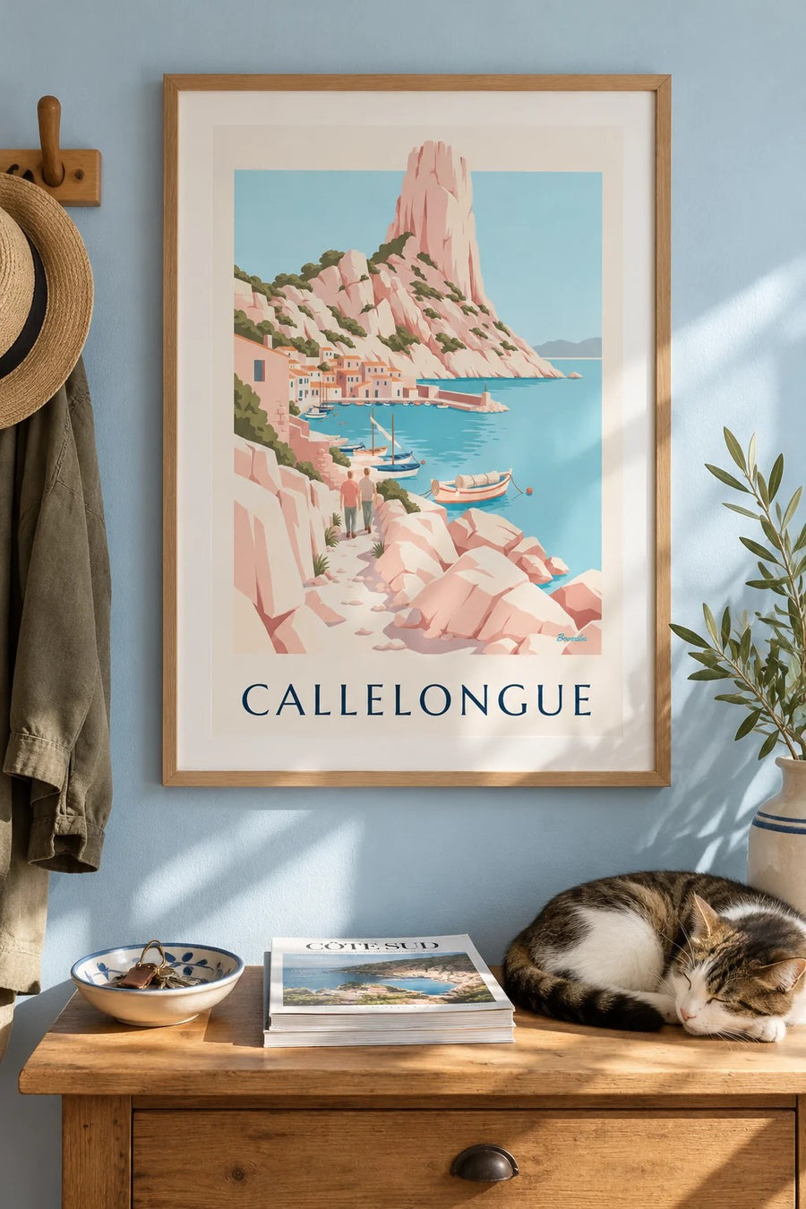 Affiche Callelongue, petit port des calanques : encadrée au mur