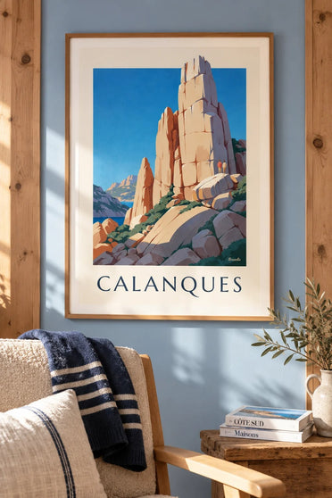 Affiche della Grande Candelle, calanques di Sugiton : incorniciato alla parete