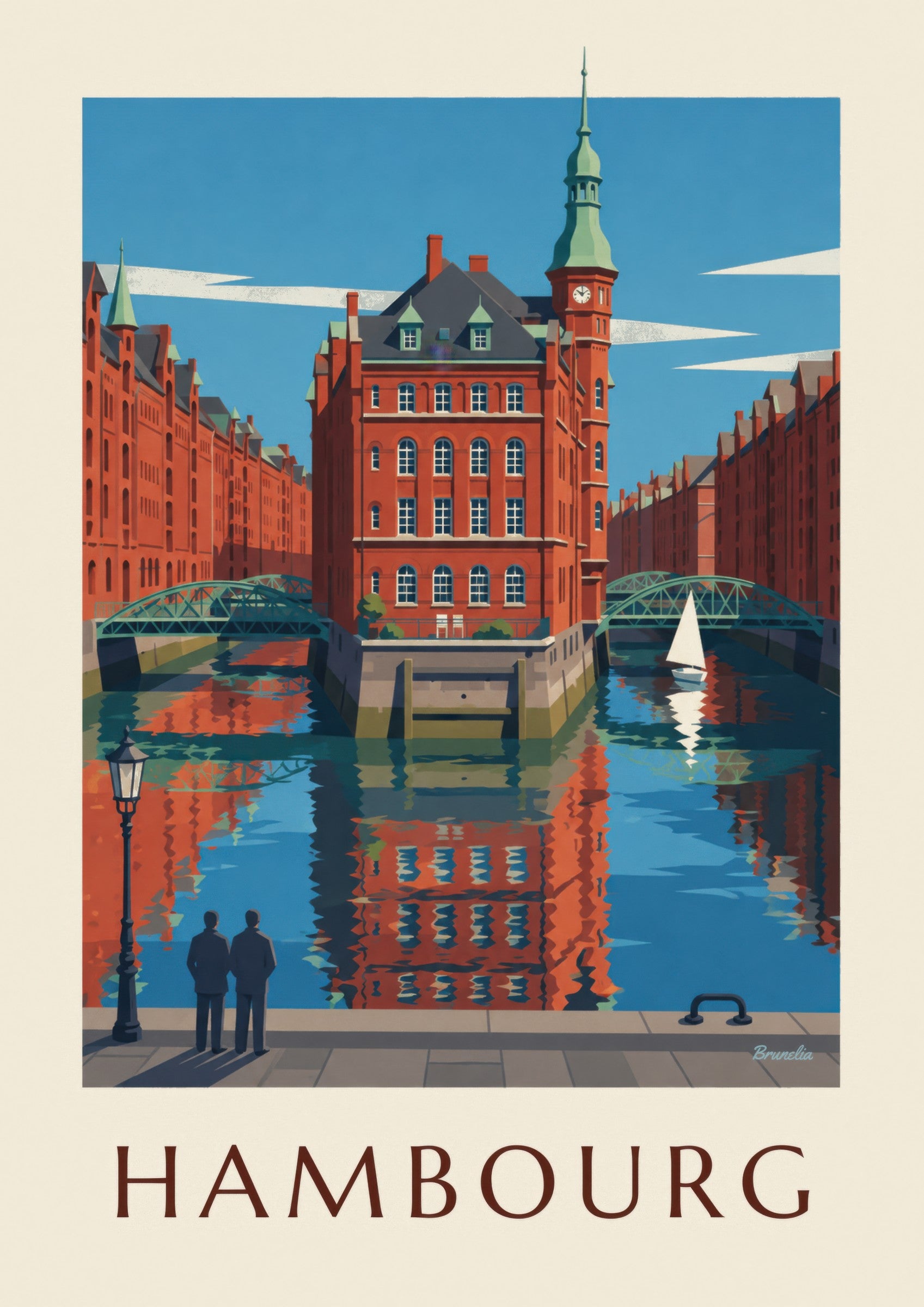 Affiche Speicherstadt de Hambourg, le Wasserschloss: Detail in Nahaufnahme