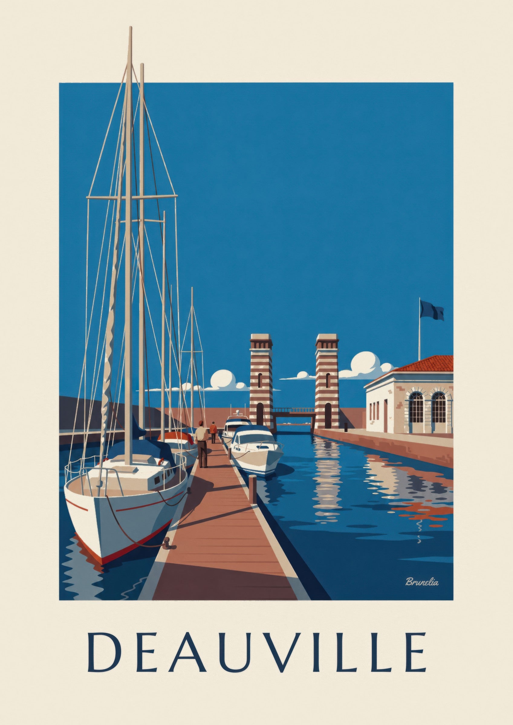 Affiche Port-Deauville marina et voiliers: dettaglio in primo piano
