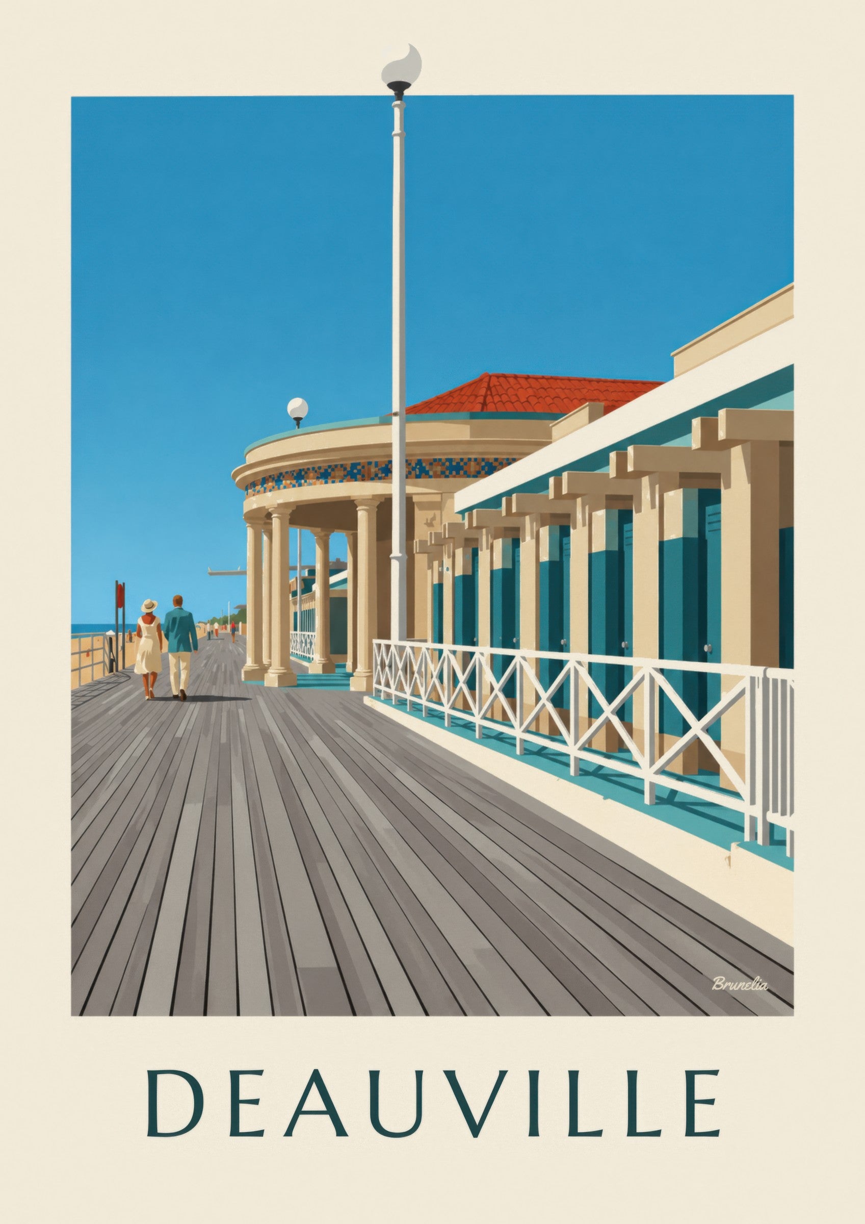 Affiche Deauville les Planches et les Bains pompéiens : détail en gros plan