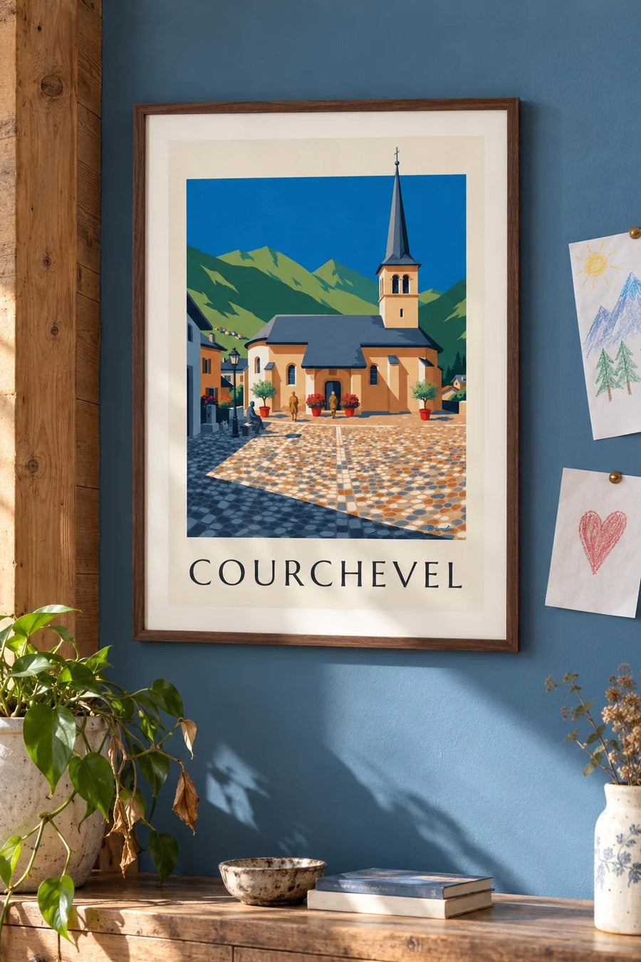 Affiche Courchevel, église de Saint-Bon : encadrée au mur
