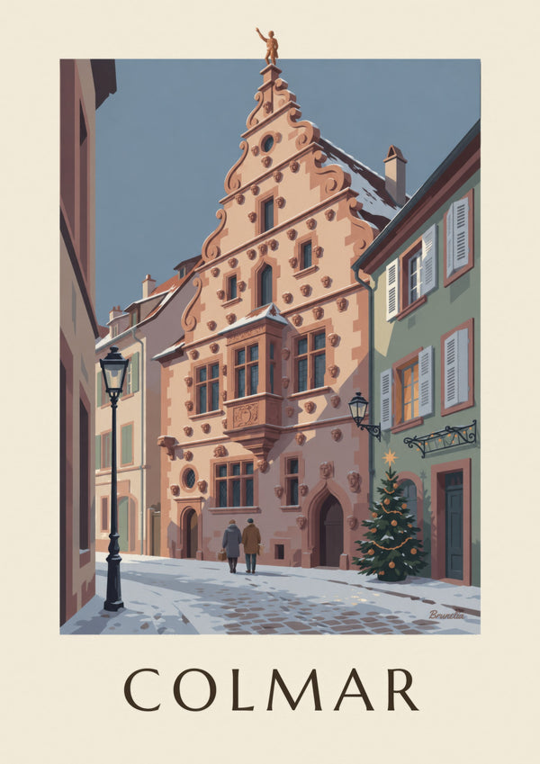 Poster Maison des Têtes in Colmar im Winter