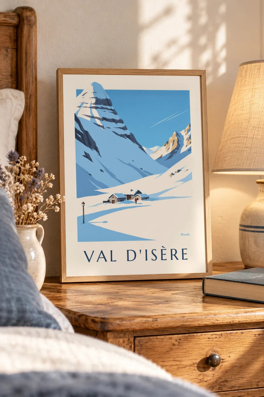 Affiche Val d’Isère, Le Manchet sous la neige : petit format A4 encadré