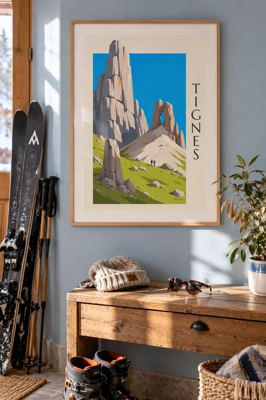 Affiche Tignes, l’Aiguille Percée : encadrée au mur