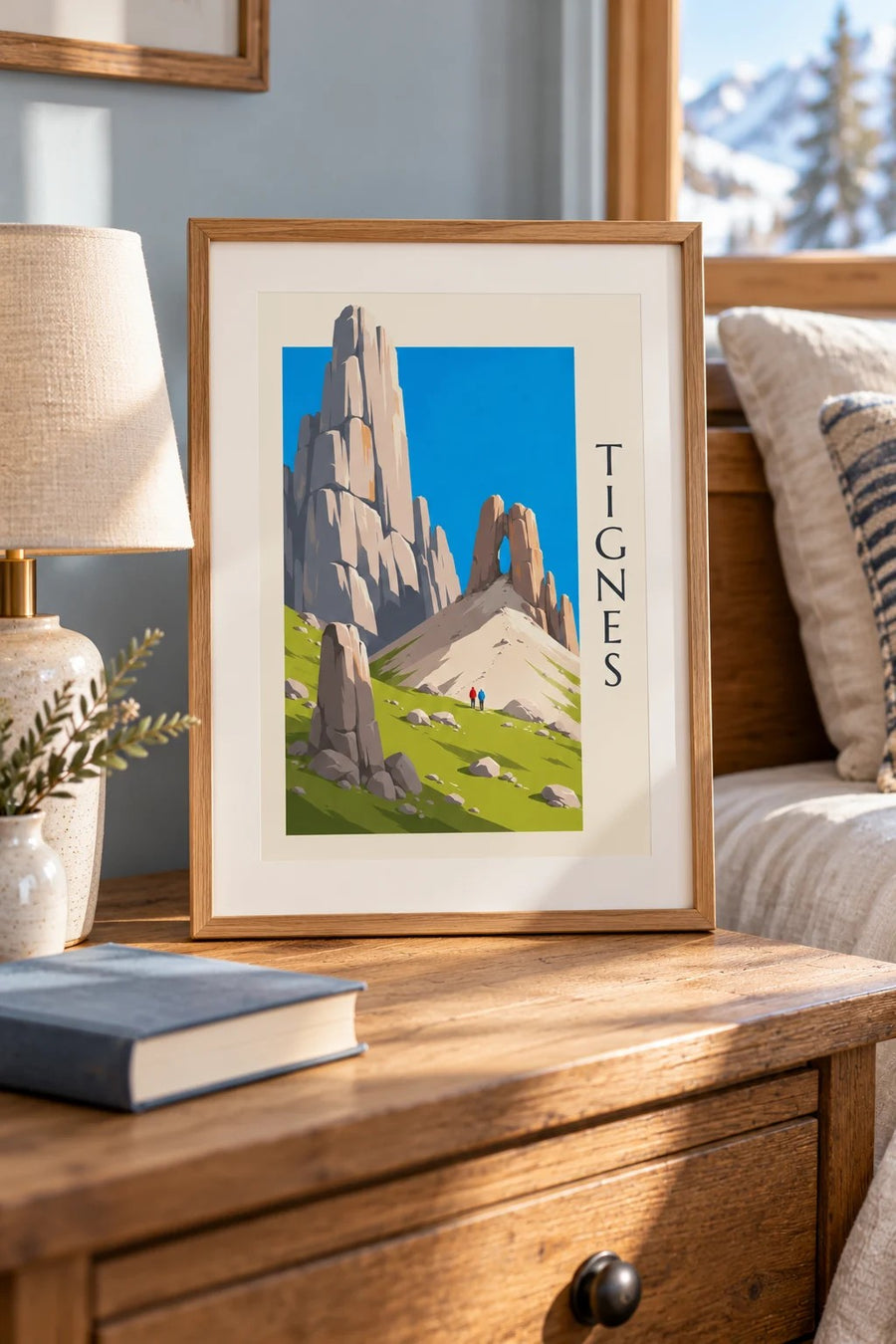 Affiche Tignes, l’Aiguille Percée : petit format A4 encadré