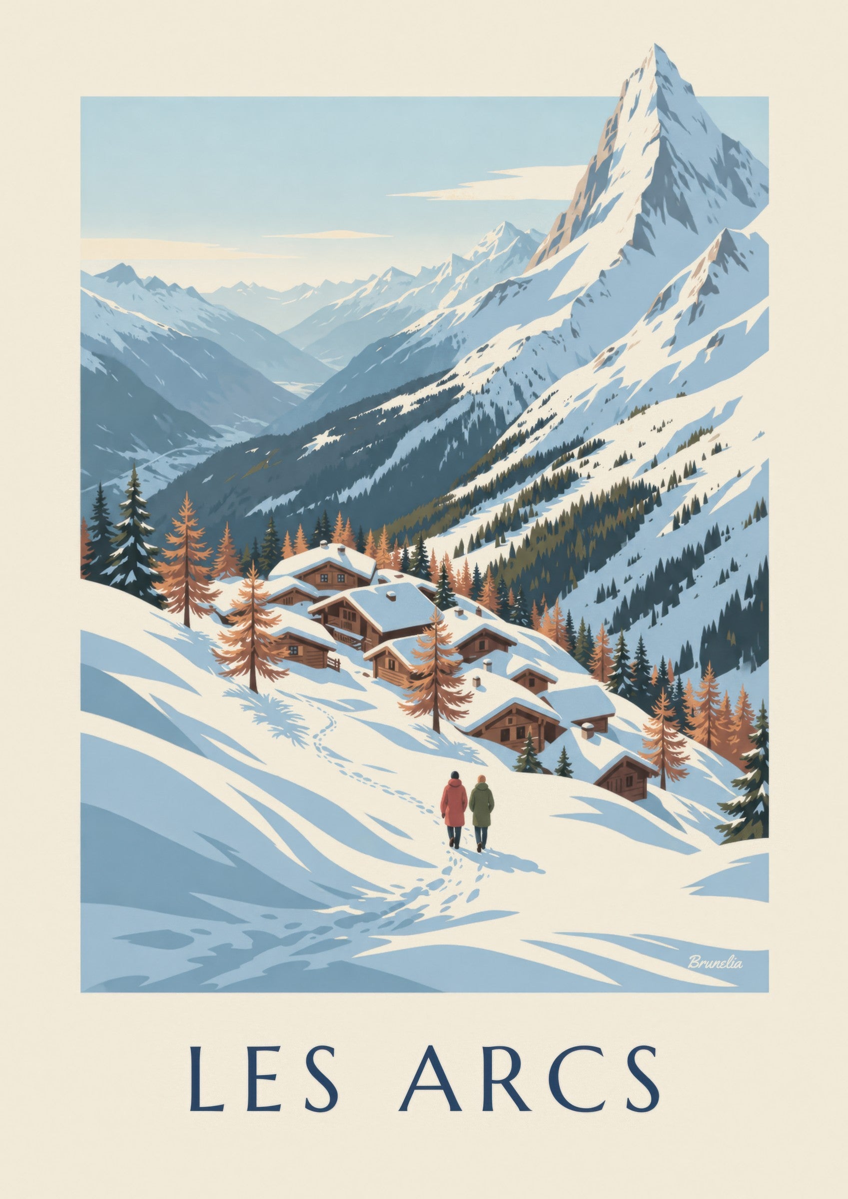 Affiche Les Arcs, panorama sur la Tarentaise : détail en gros plan