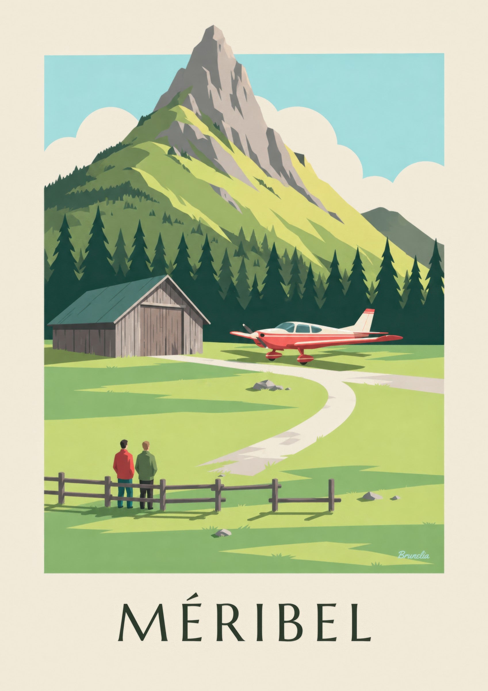 Poster di Méribel, piccolo aereo all’altiporto: dettaglio in primo piano