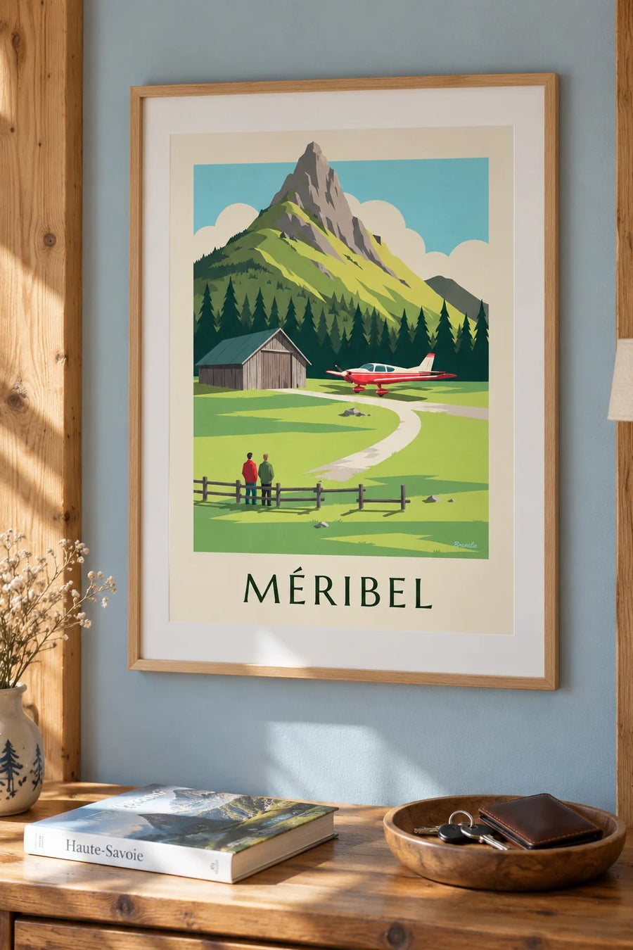 Affiche Méribel, petit avion à l'altiport : encadrée au mur