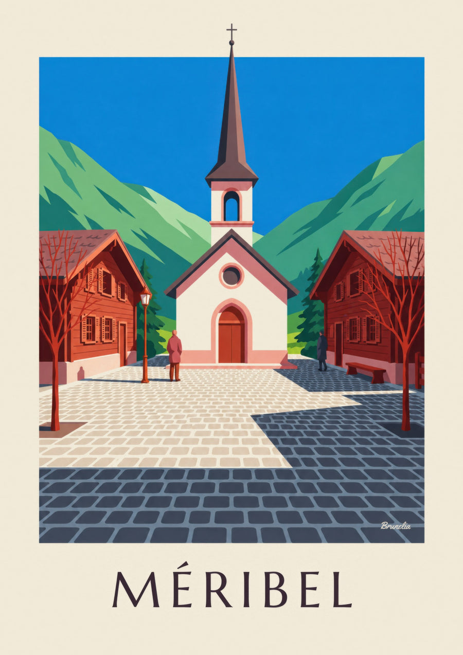 Affiche Méribel, chapelle rose