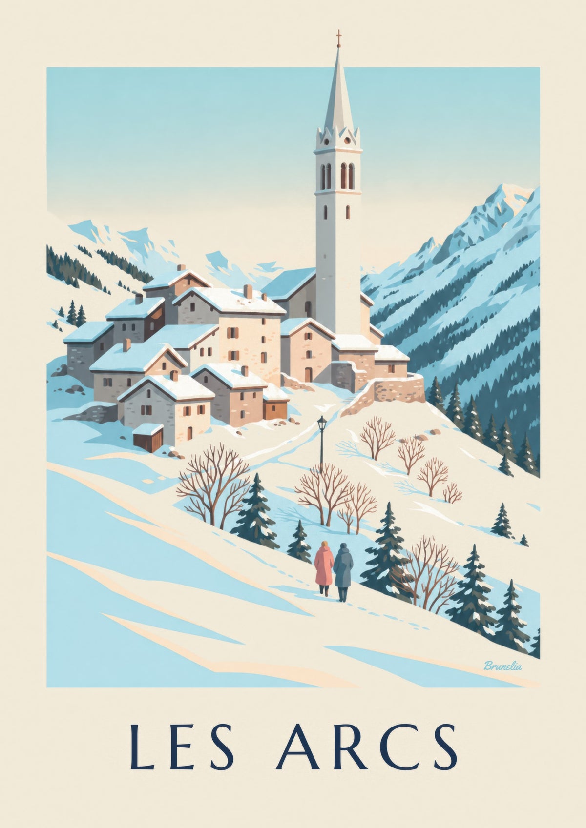 Affiche Les Arcs, Villaroger sotto la neve