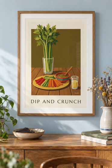 Poster mit Anchoïade und knackigem Gemüse : gerahmt an der Wand
