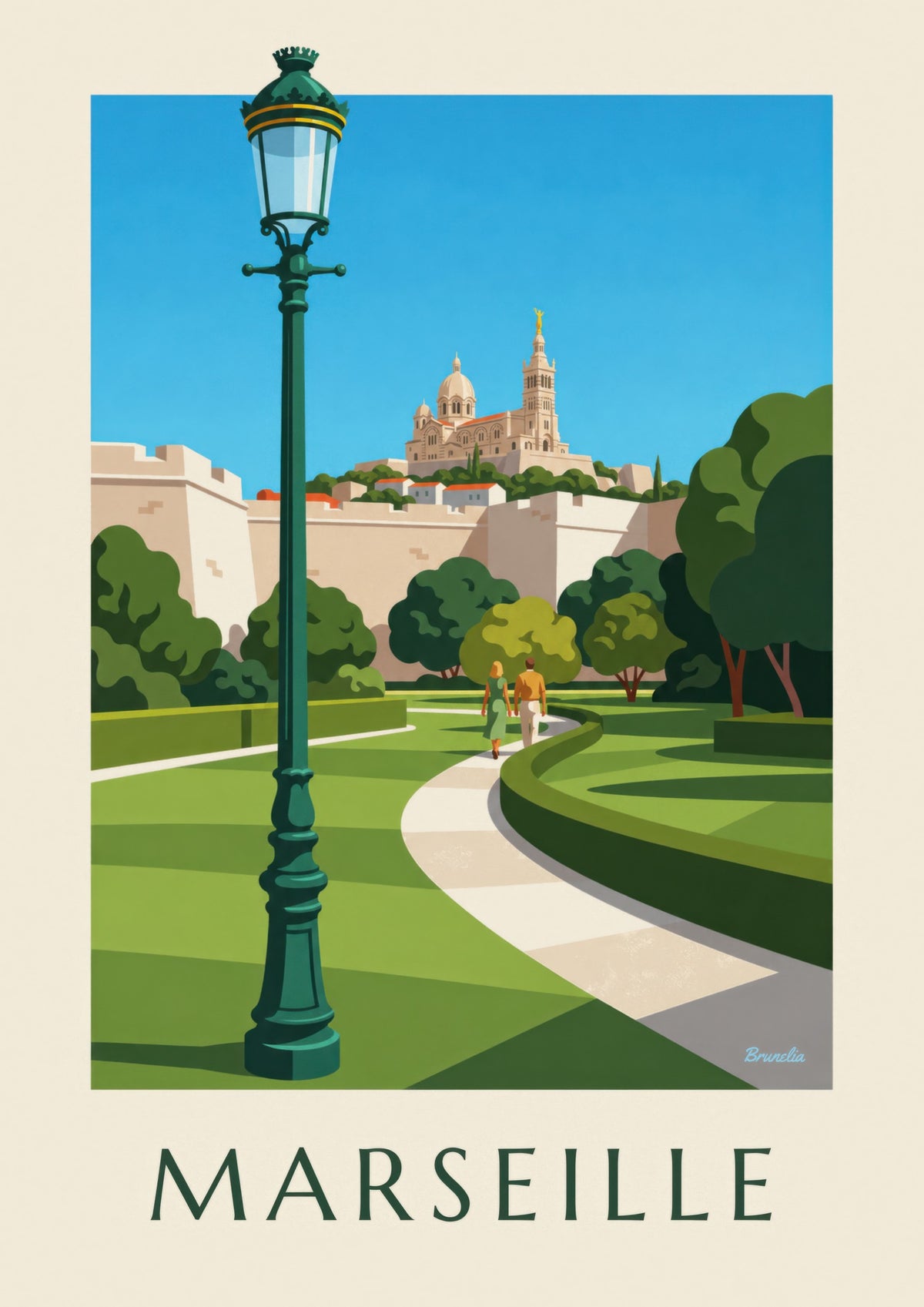 Affiche Notre-Dame-de-la-Garde vue du Pharo