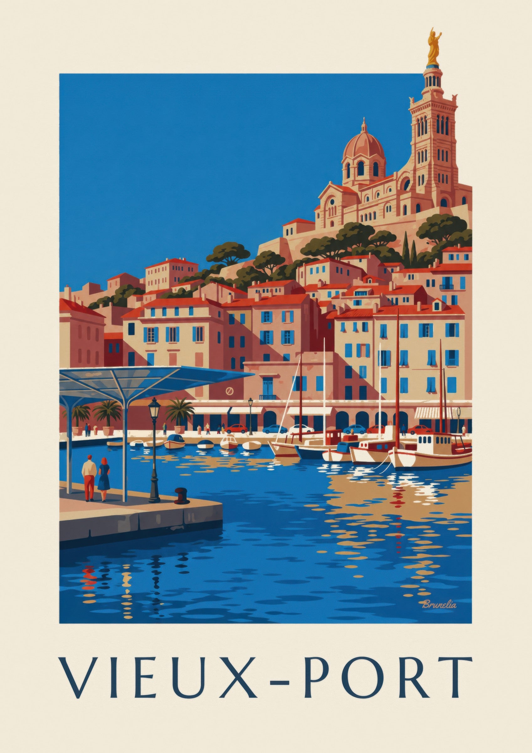 Affiche ombrière miroir du Vieux-Port de Marseille: Detail in Nahaufnahme