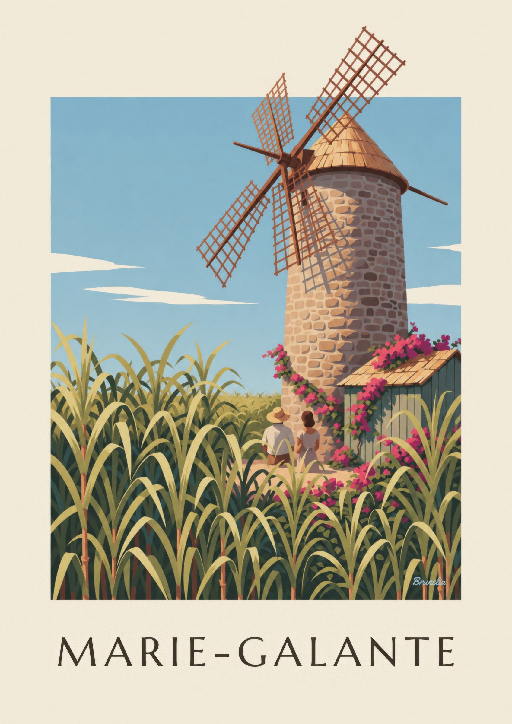 Poster Guadeloupe, Bézard-Mühle auf Marie-Galante: Detail in Nahaufnahme