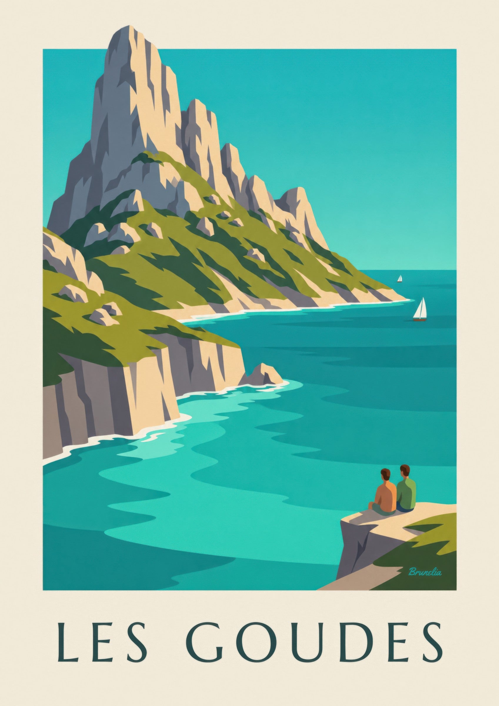Poster Insel Maïre vor Les Goudes, türkisfarbenes Wasser: dettaglio in primo piano