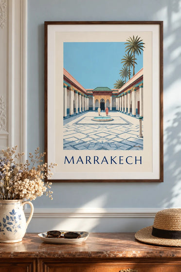 Poster Bahia-Palast in Marrakesch : gerahmt an der Wand