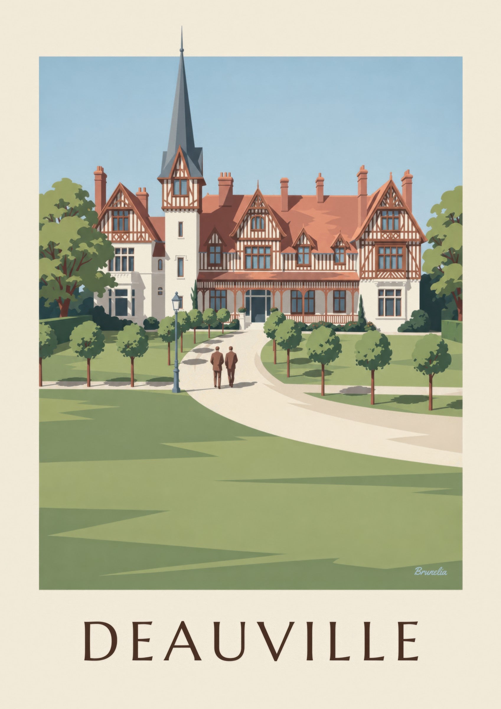 Poster der Villa Strassburger in Deauville mit Fachwerk: Detail in Nahaufnahme