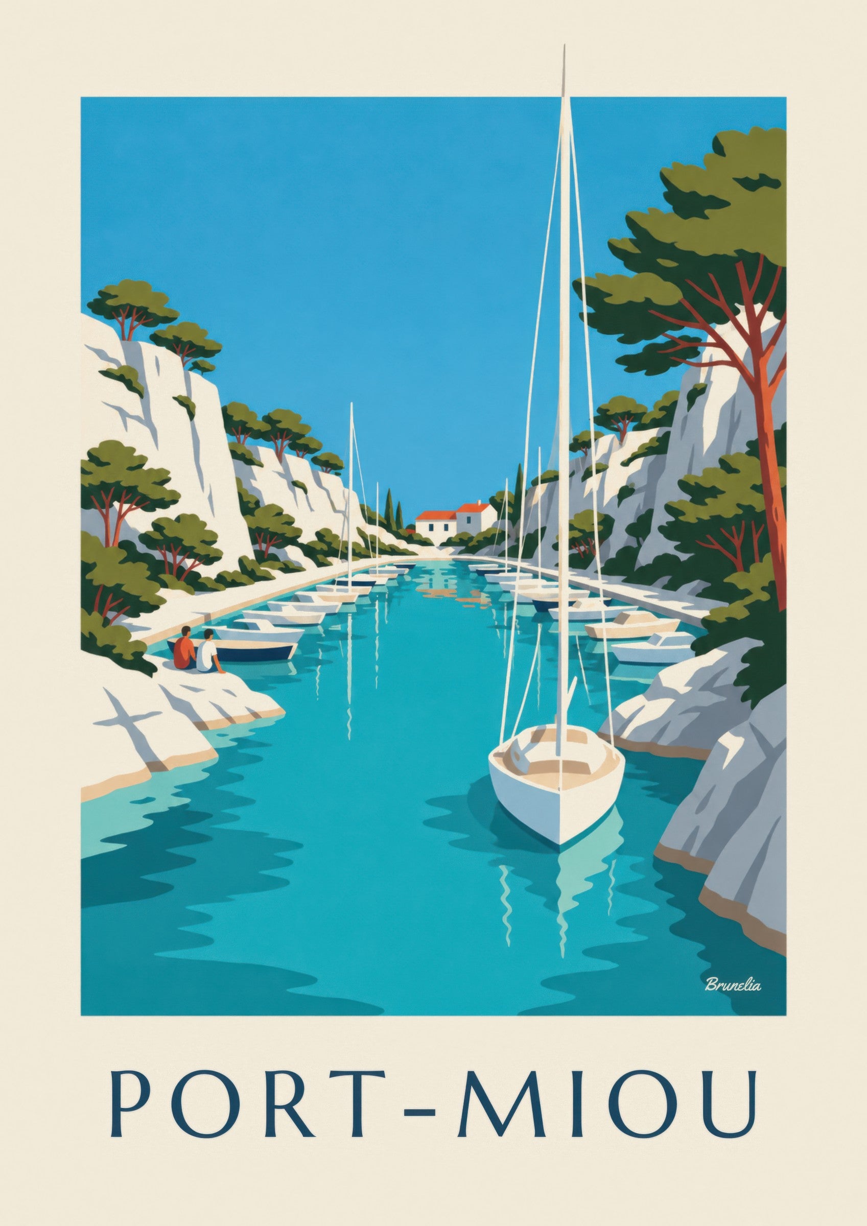 Affiche calanque de Port-Miou et voiliers: dettaglio in primo piano