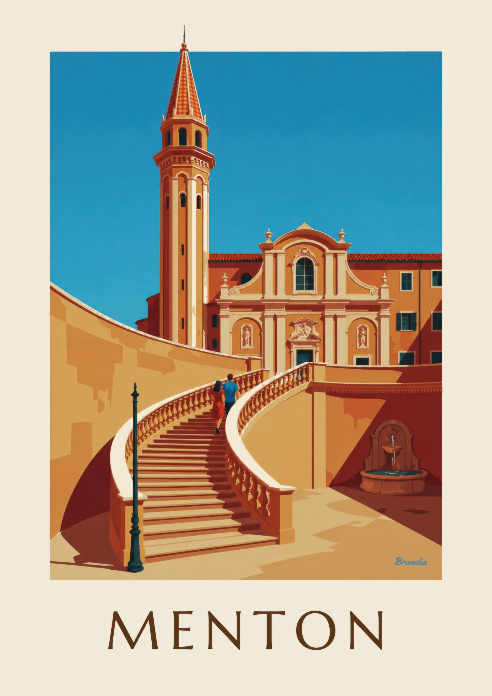 Affiche basilique Saint-Michel à Menton : détail en gros plan