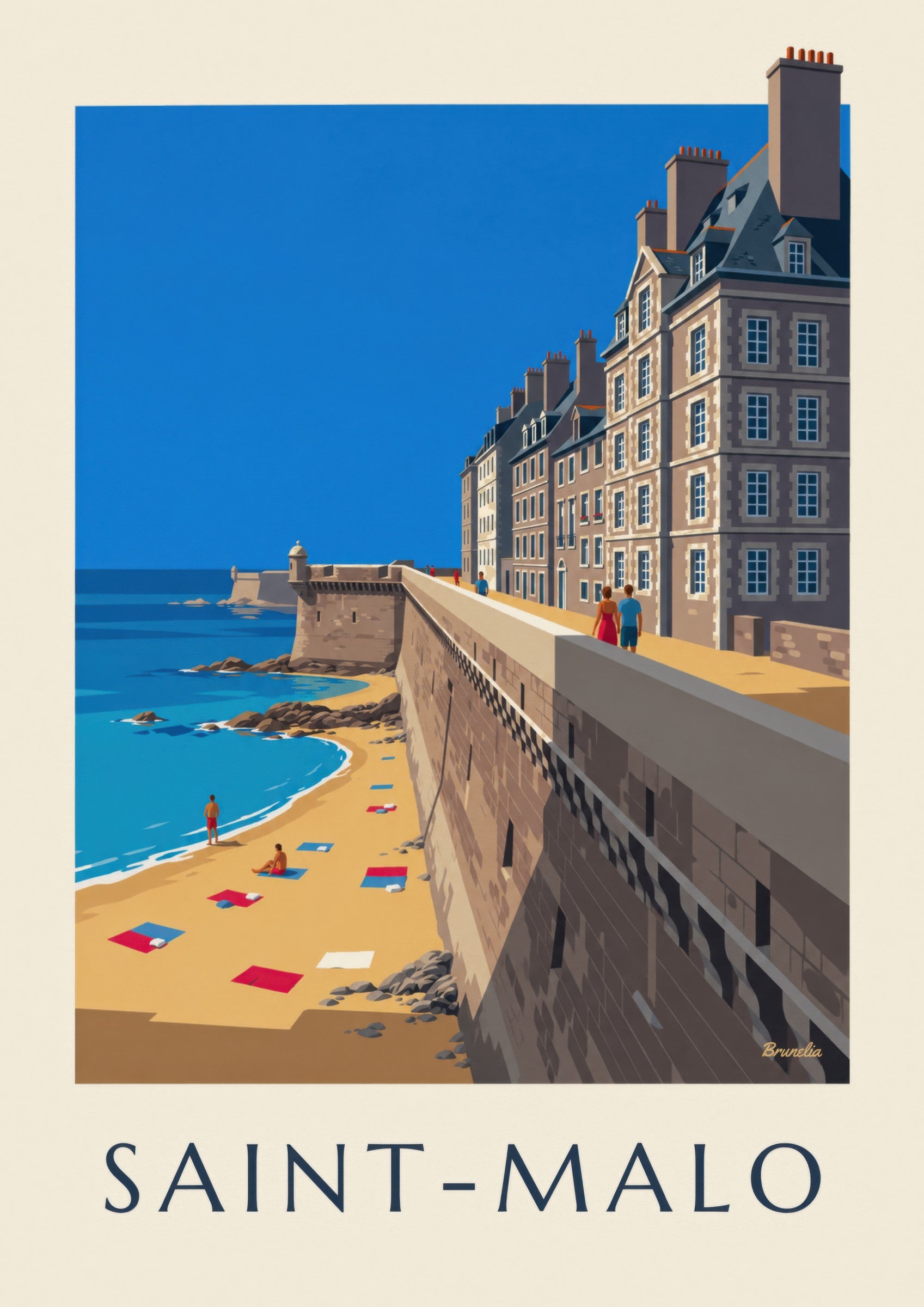Affiche remparts de Saint-Malo et plage: Detail in Nahaufnahme