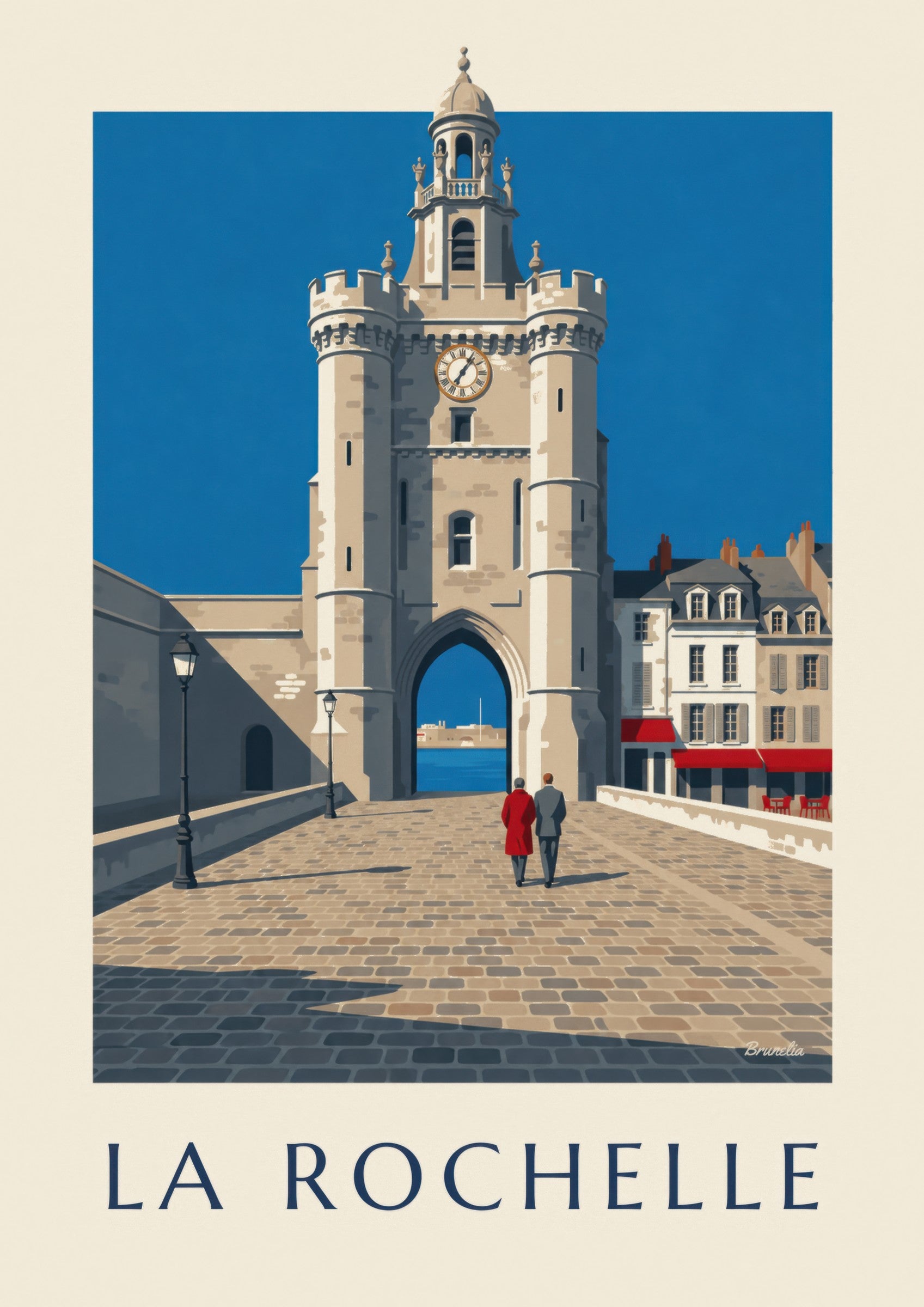 Affiche porte de la Grosse Horloge à La Rochelle: Detail in Nahaufnahme