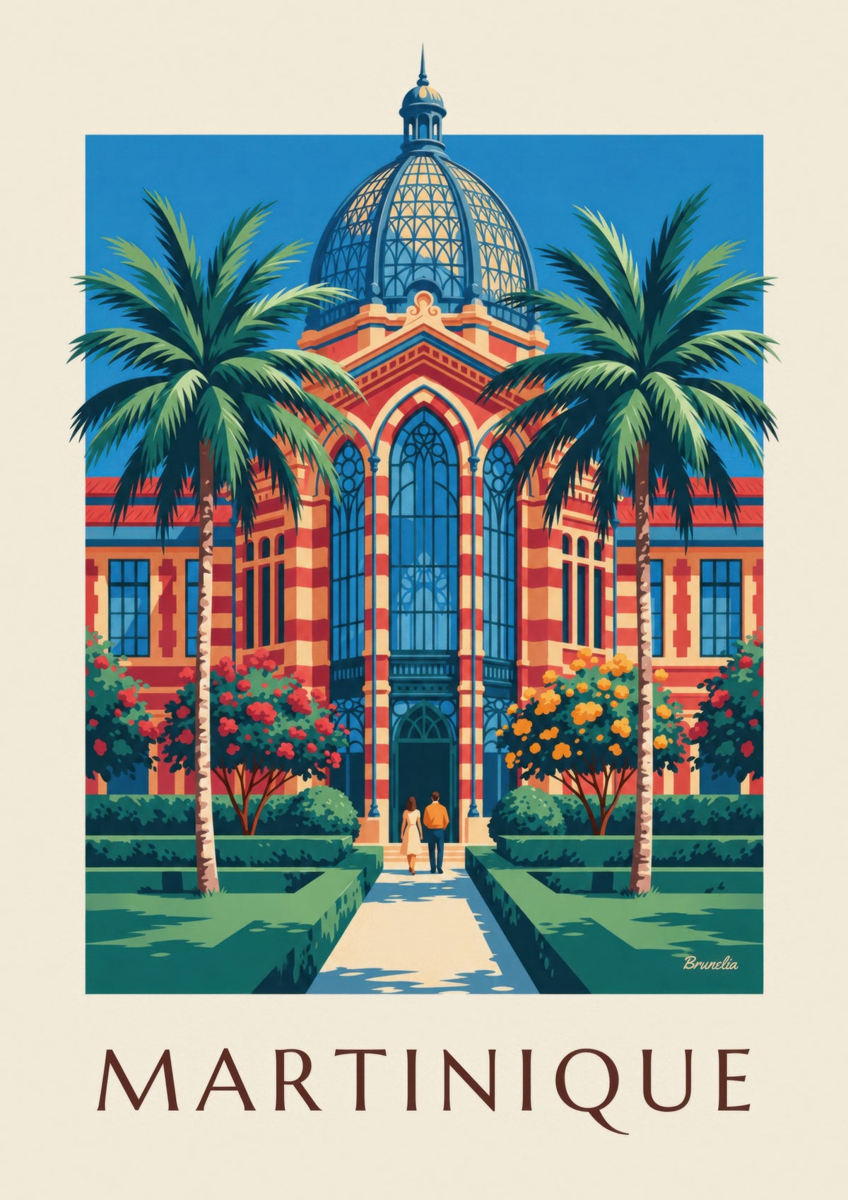 Affiche Martinique, bibliothèque Schœlcher à Fort-de-France