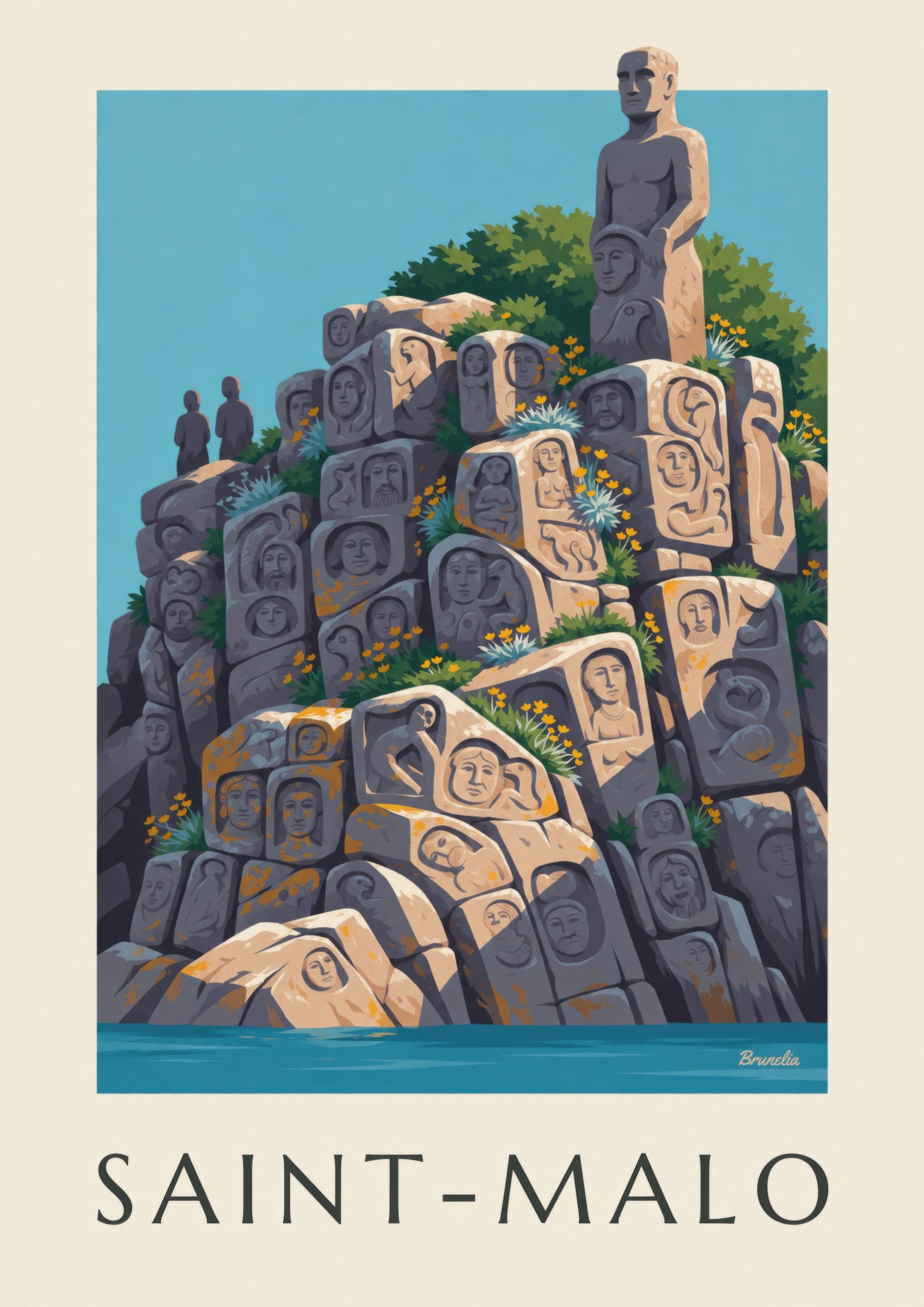 Affiche Rochers sculptés de Rothéneuf à Saint-Malo: dettaglio in primo piano