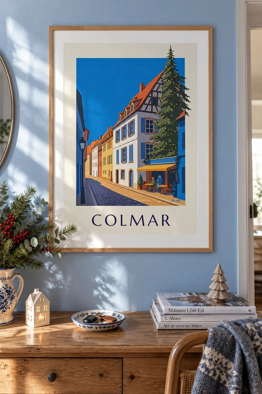 Affiche Colmar illuminée à Noël, quartier de la Poissonnerie : encadrée au mur