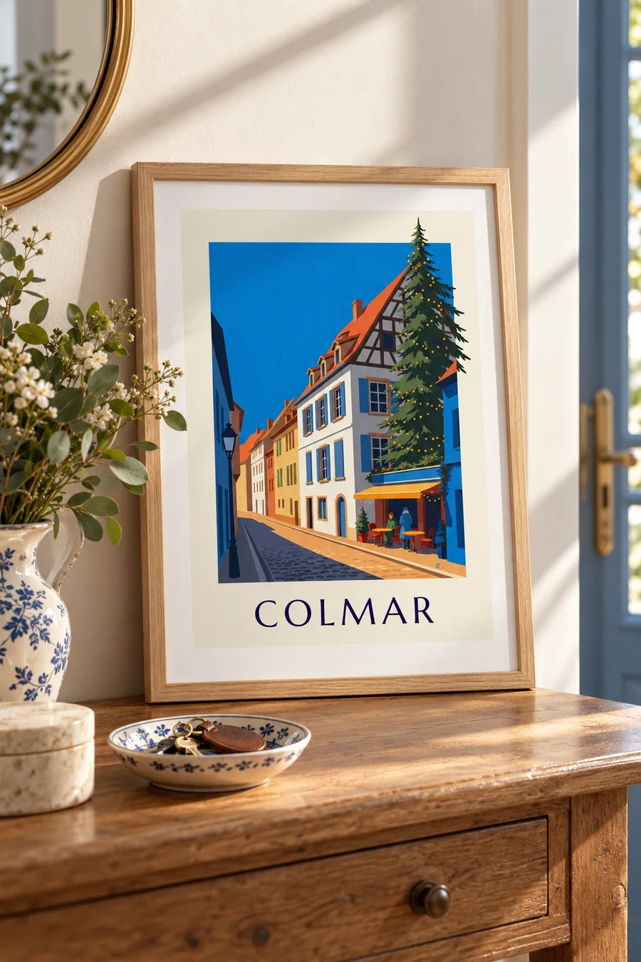 Affiche Colmar illuminée à Noël, quartier de la Poissonnerie : petit format A4 encadré