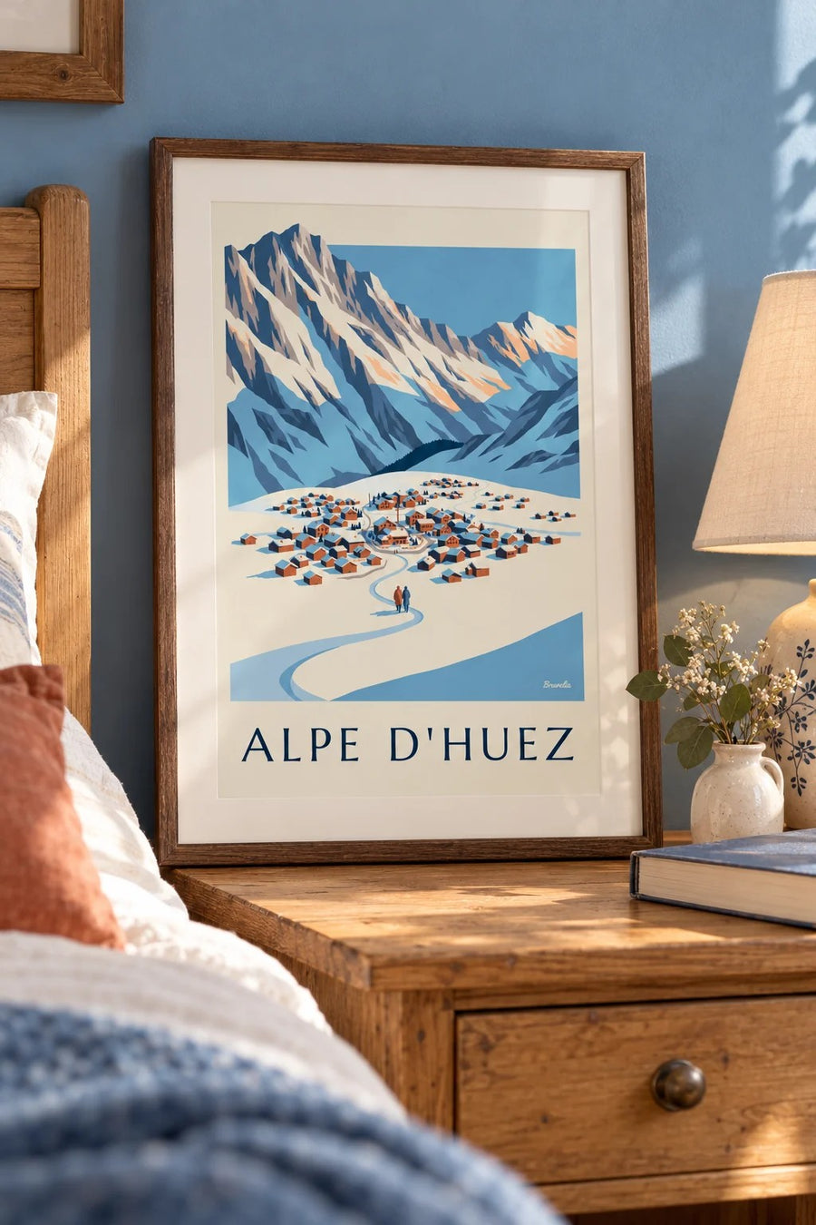 Poster dell’Alpe d’Huez vista dal Pic Blanc d’inverno : piccolo formato A4 con cornice