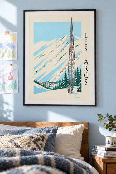 Poster Les Arcs, Arc 1600 und seine Skipisten : gerahmt an der Wand