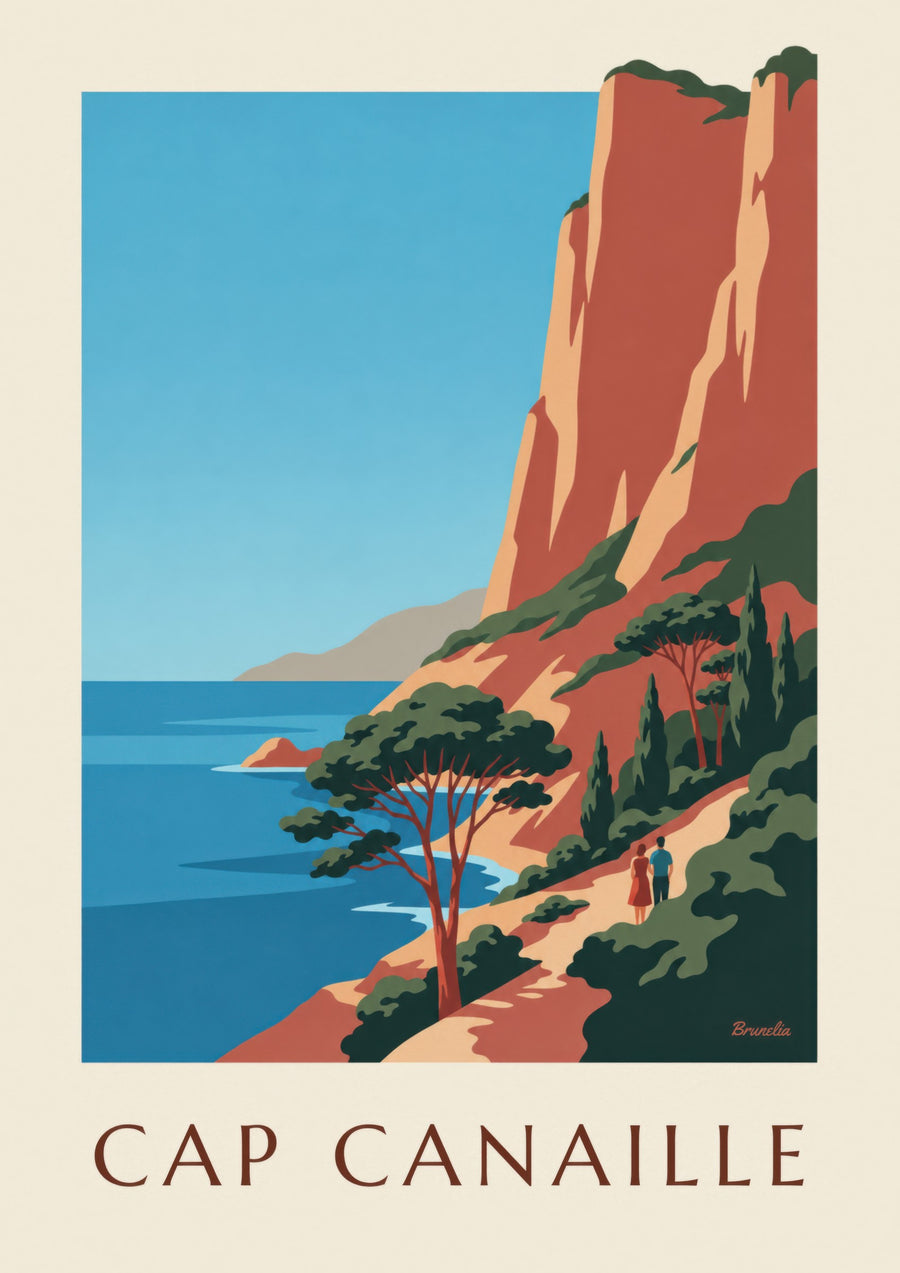 Affiche Cap Canaille, falaises rouges et mer bleue