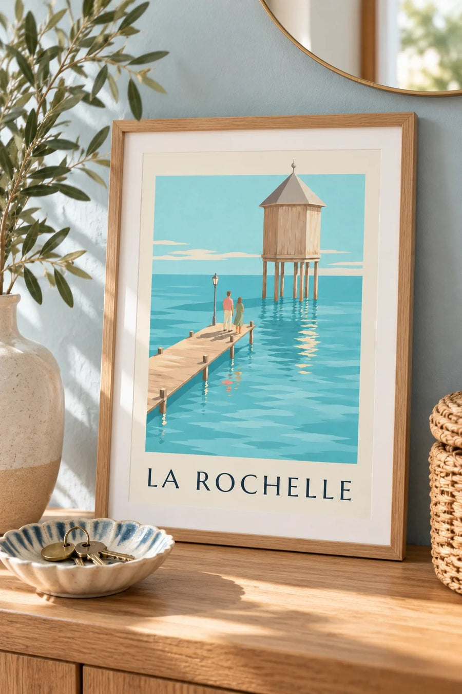 Affiche phare du Bout du Monde à La Rochelle : petit format A4 encadré