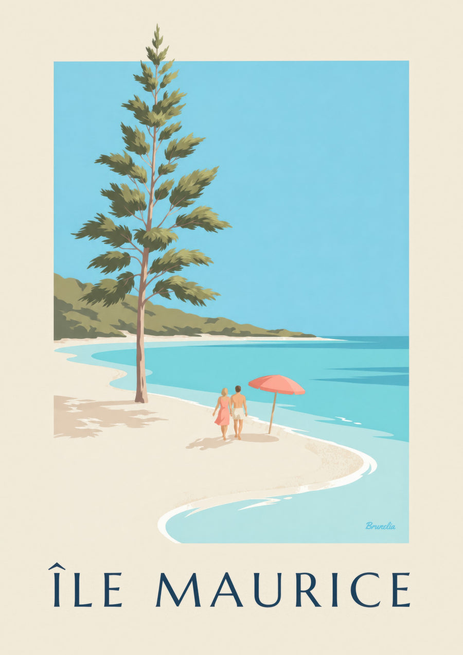 Poster Mauritius, spiaggia di Blue Bay (titolo ÎLE MAURICE)