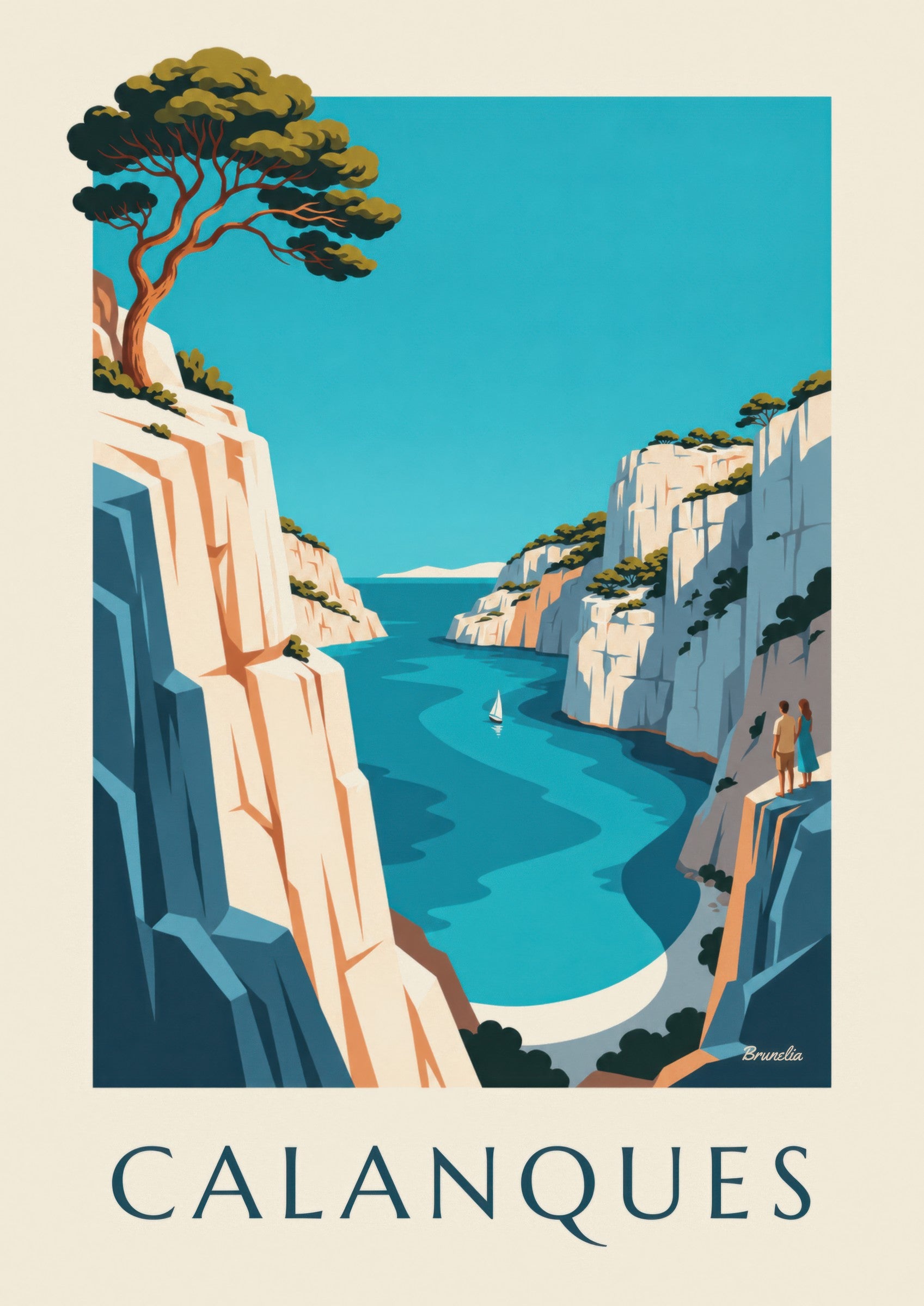 Affiche calanque d'En-Vau à Marseille: dettaglio in primo piano