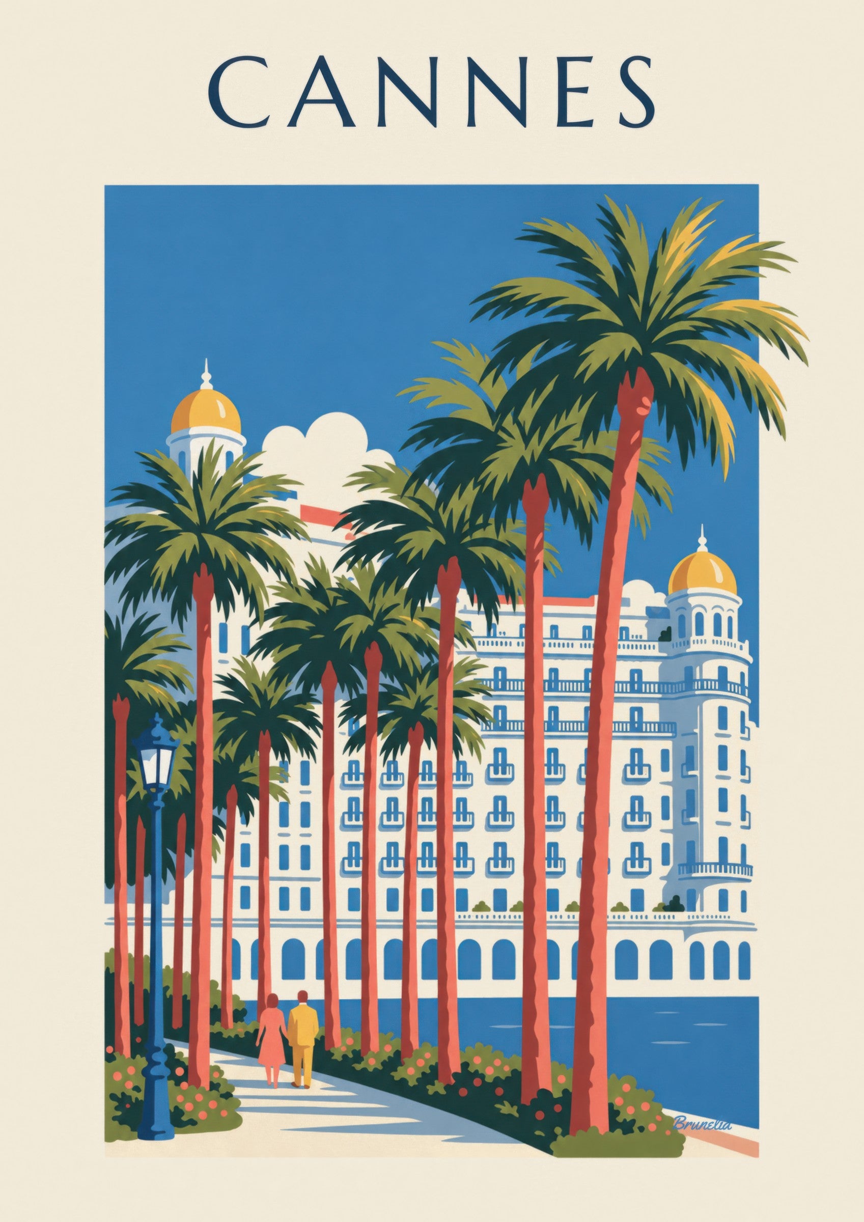 Affiche Croisette de Cannes, palmiers et palace: Detail in Nahaufnahme
