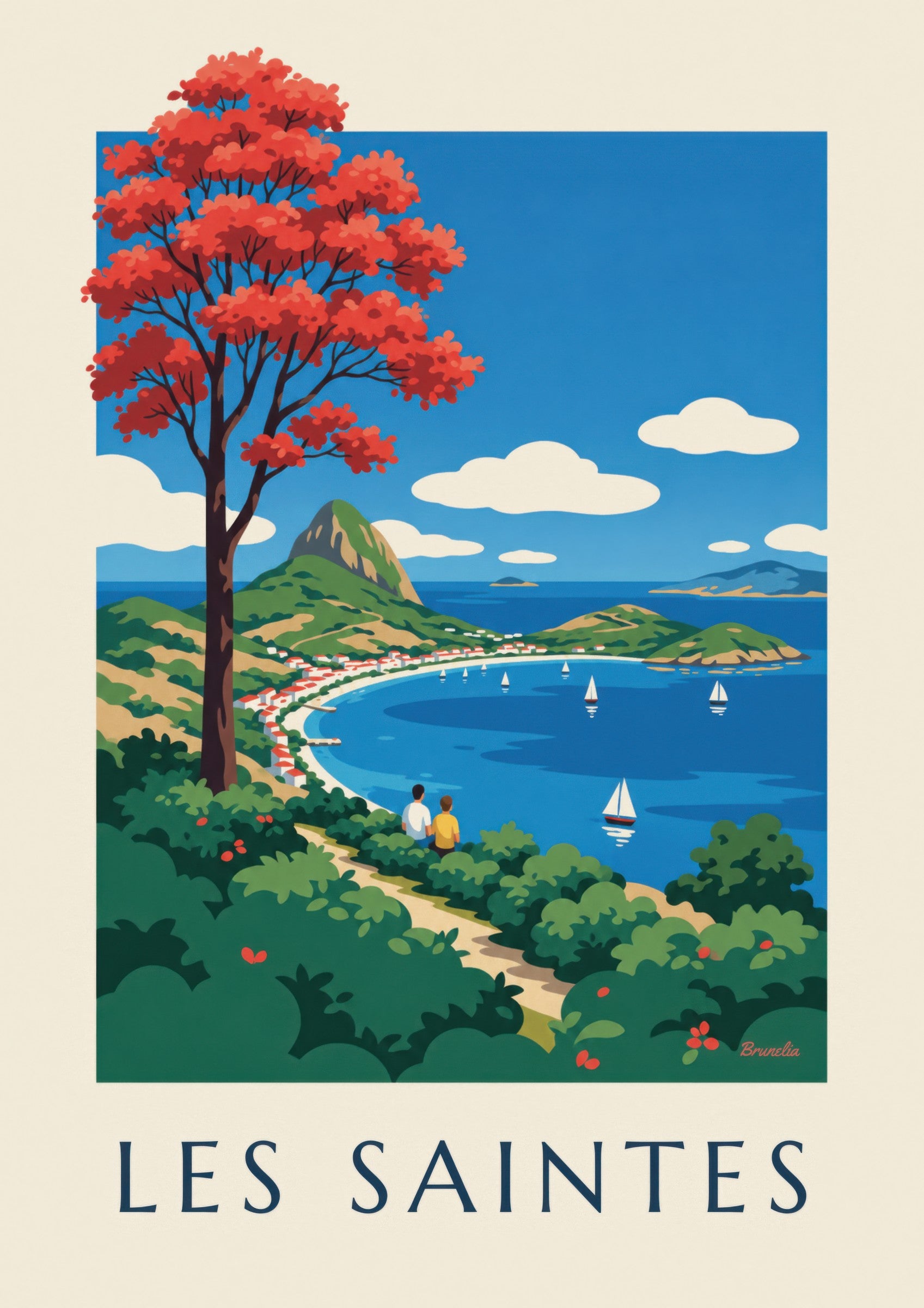 Affiche Guadeloupe, baie des Saintes à Terre-de-Haut : détail en gros plan