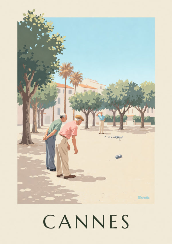 Affiche pétanque sous les platanes à Cannes