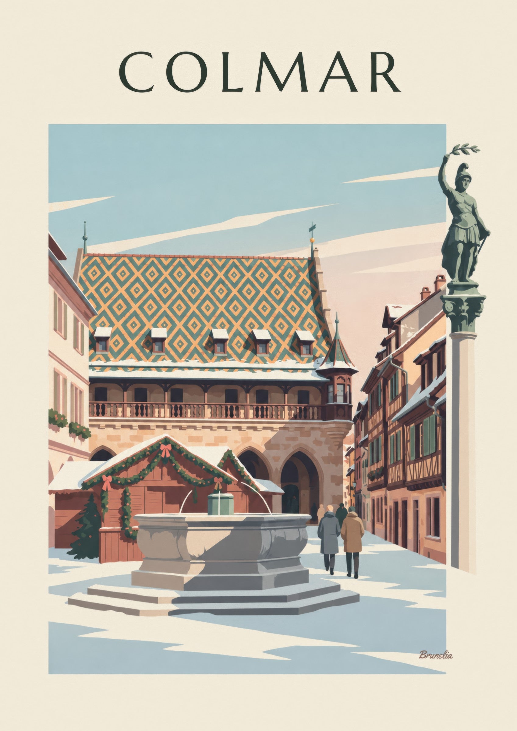 Affiche fontaine Schwendi et Koïfhus à Colmar: dettaglio in primo piano