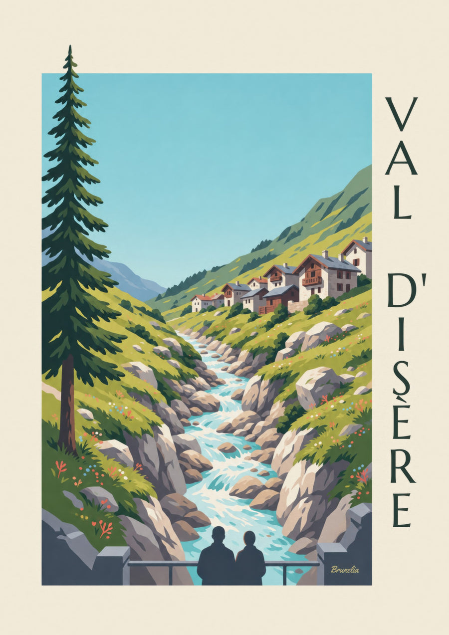 Affiche Val d’Isère, l’Isère dans les gorges du Fornet en été