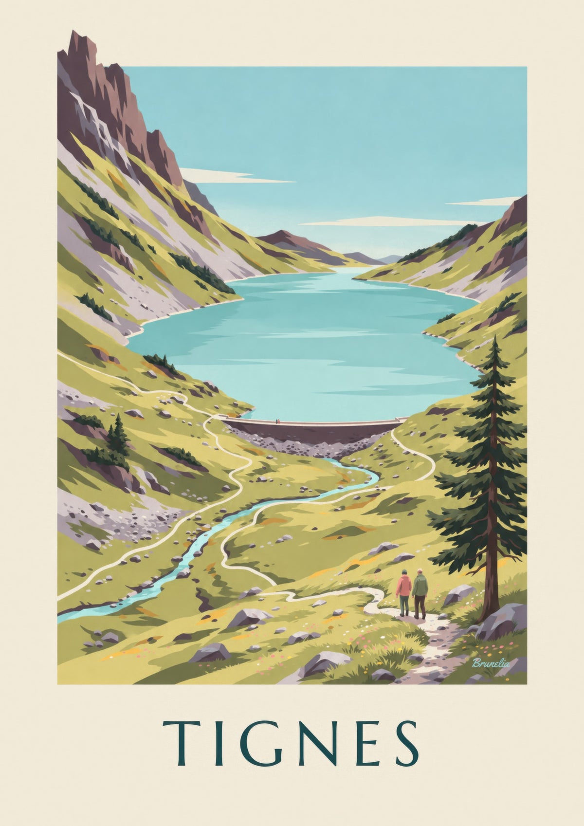 Affiche Tignes, lac turquoise de la Sassière