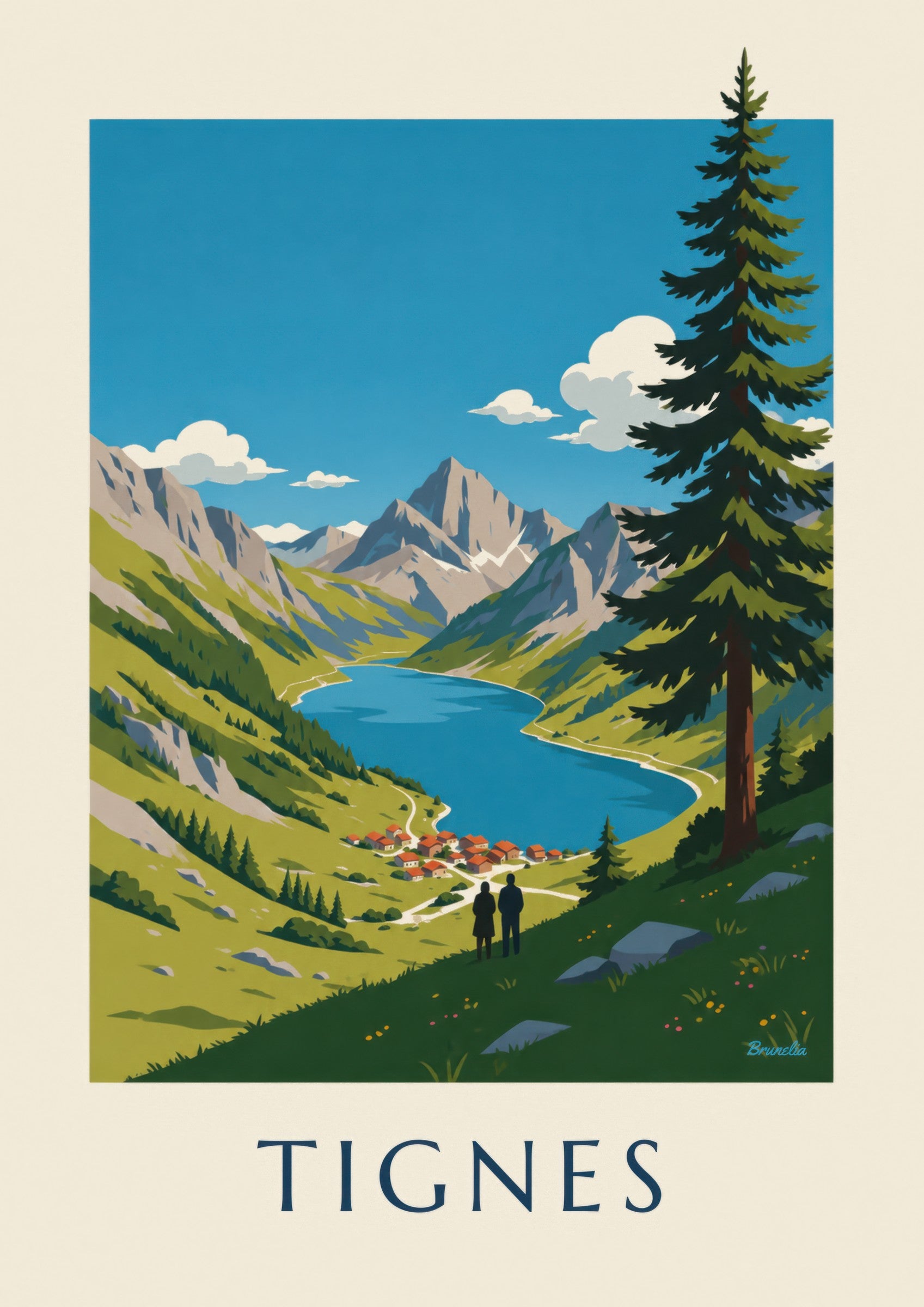 Affiche Tignes, lac du Chevril bleu profond: dettaglio in primo piano
