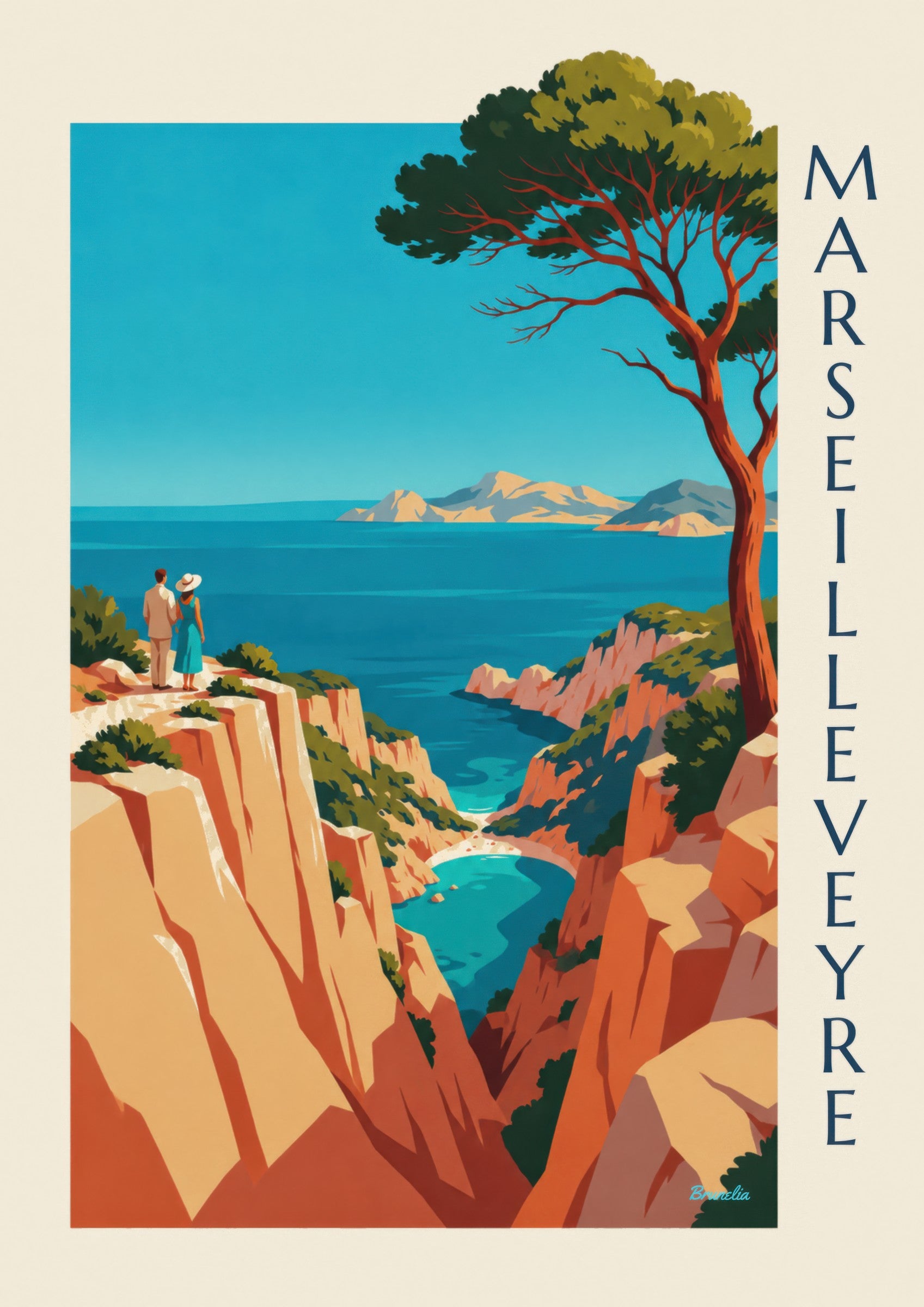 Affiche calanque de Marseilleveyre et îles de Riou: dettaglio in primo piano
