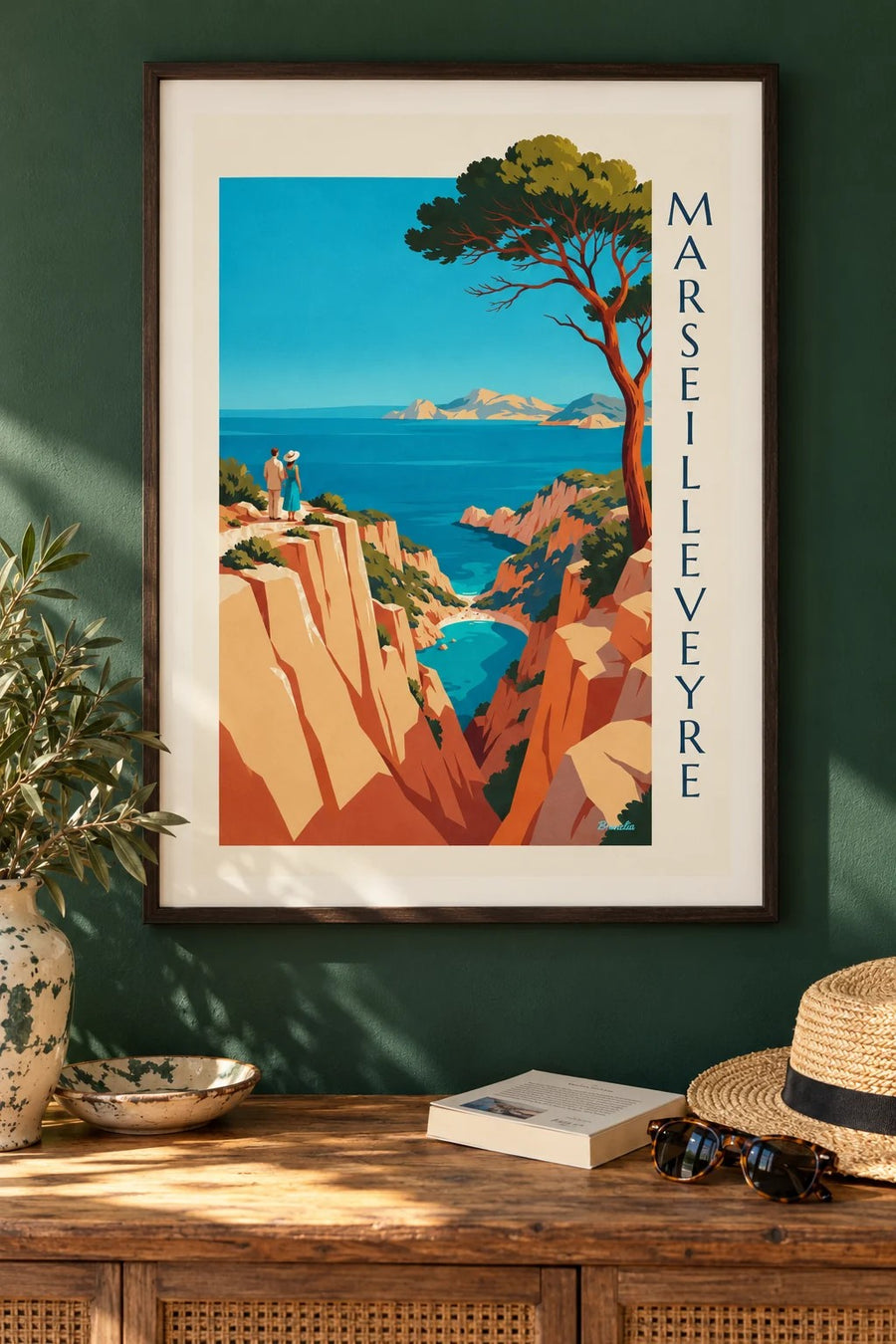 Affiche calanque de Marseilleveyre et îles de Riou : encadrée au mur