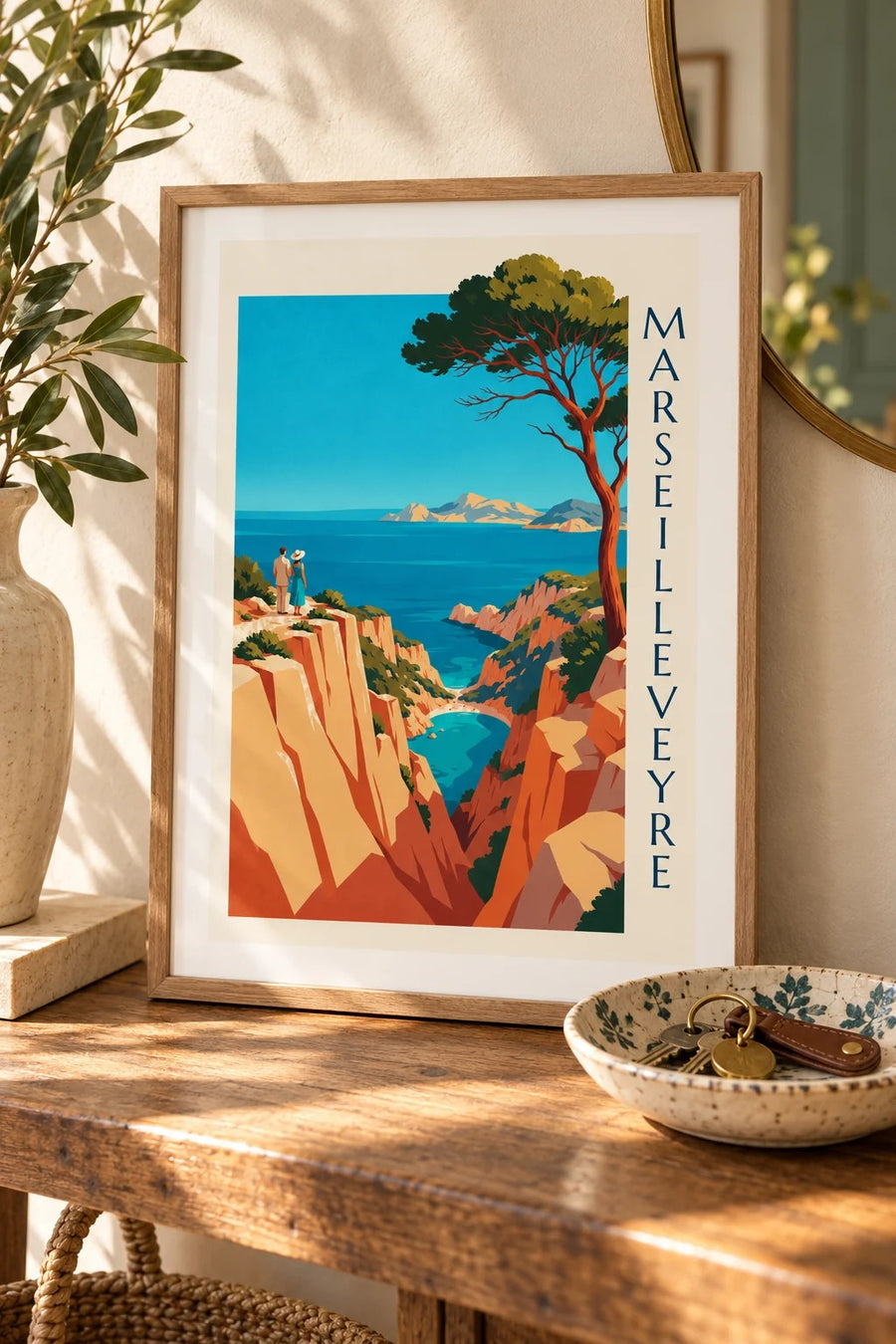 Affiche calanque de Marseilleveyre et îles de Riou : petit format A4 encadré