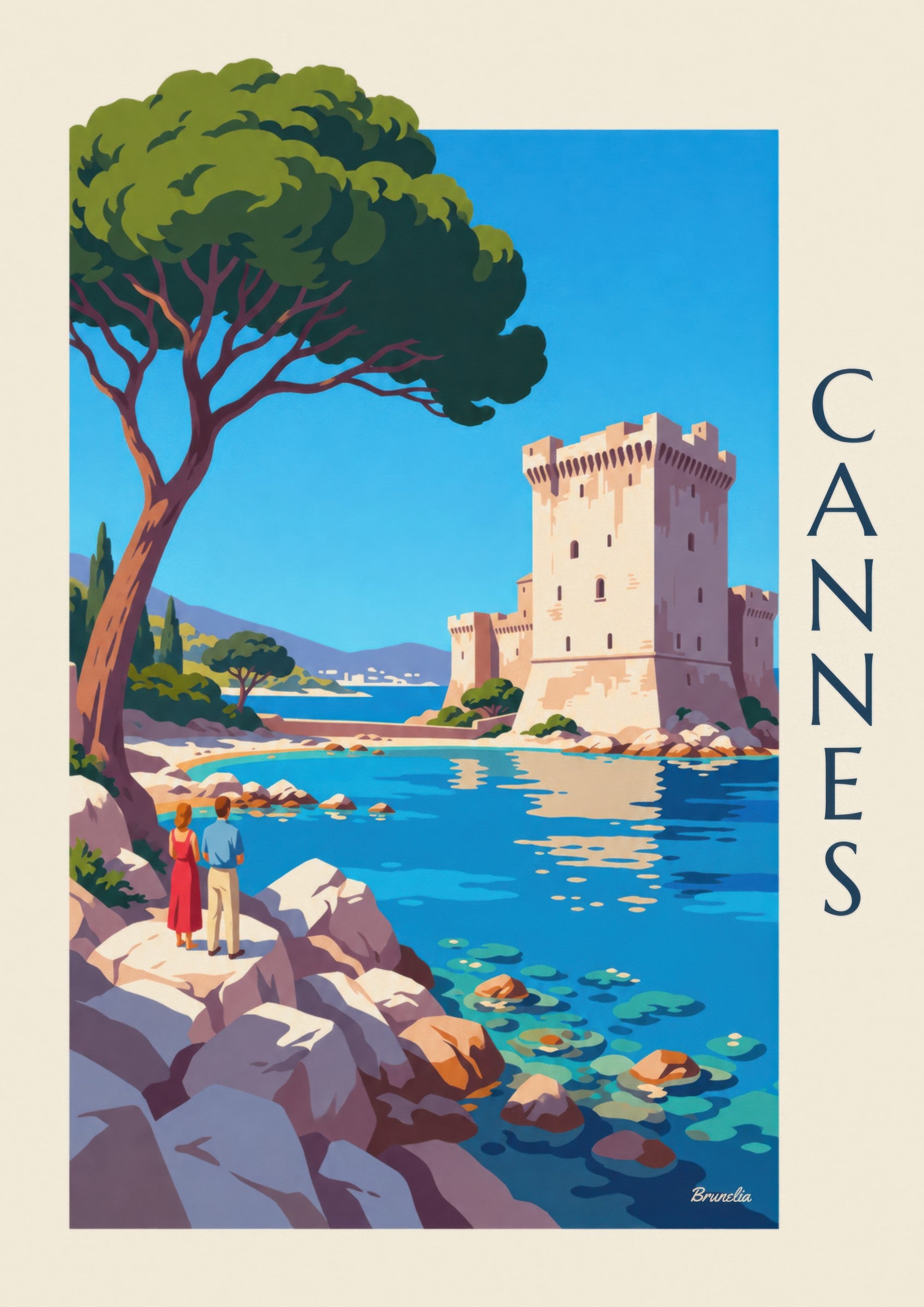 Affiche monastère fortifié de Saint-Honorat: dettaglio in primo piano