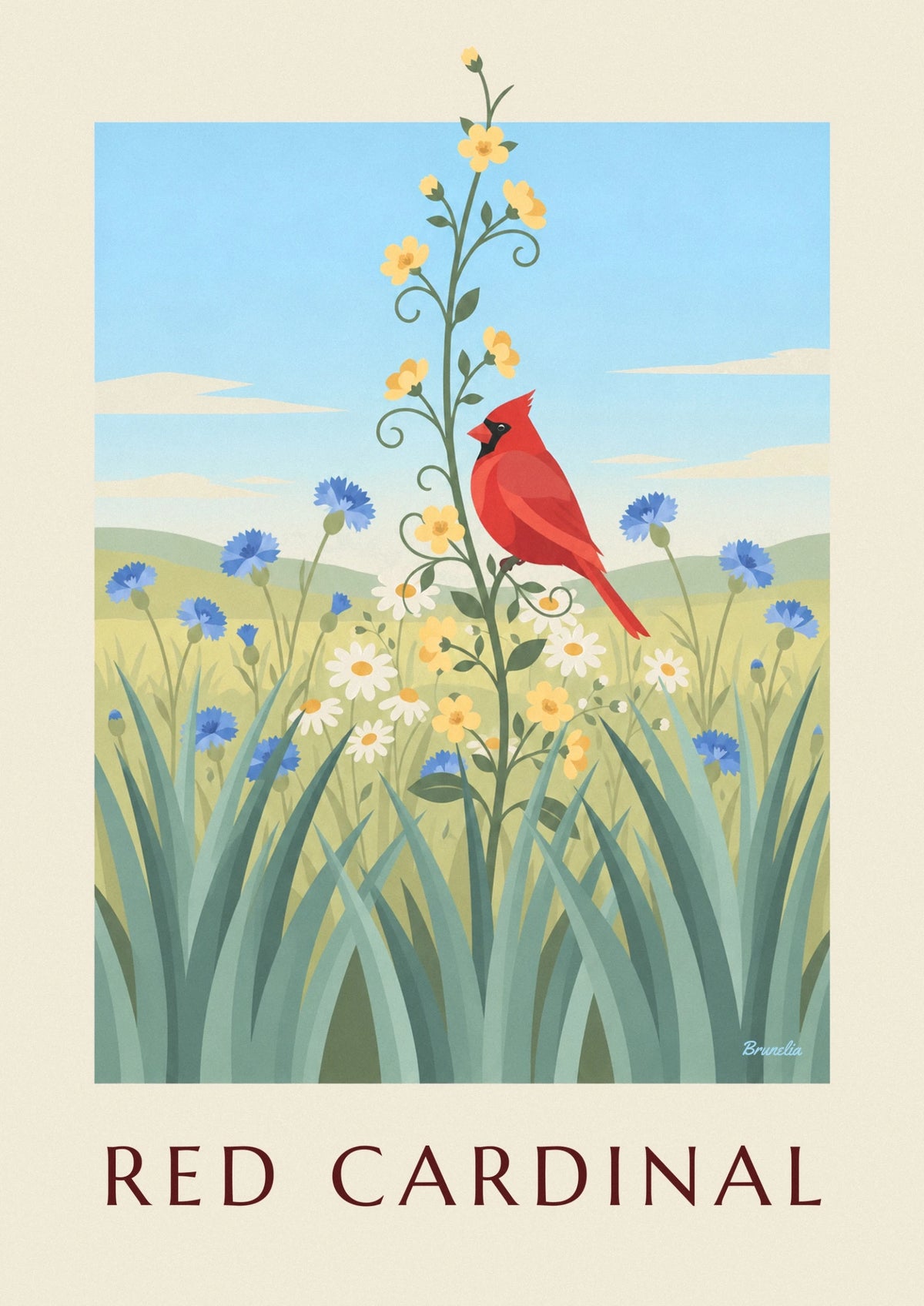 Poster regalo nascita bebè botanico delicato Brunelia