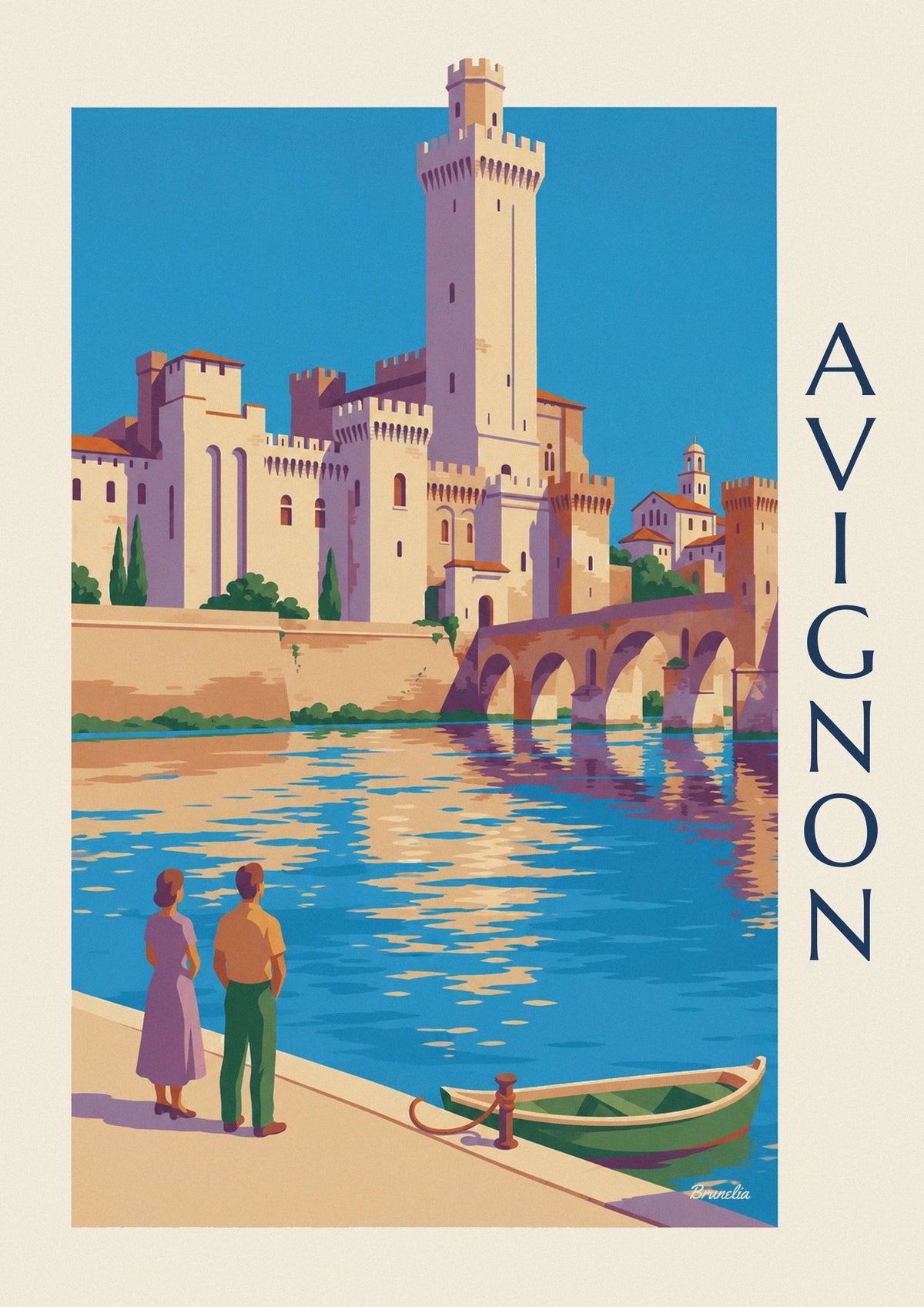 Poster Pont Saint-Bénézet und Papstpalast in Avignon